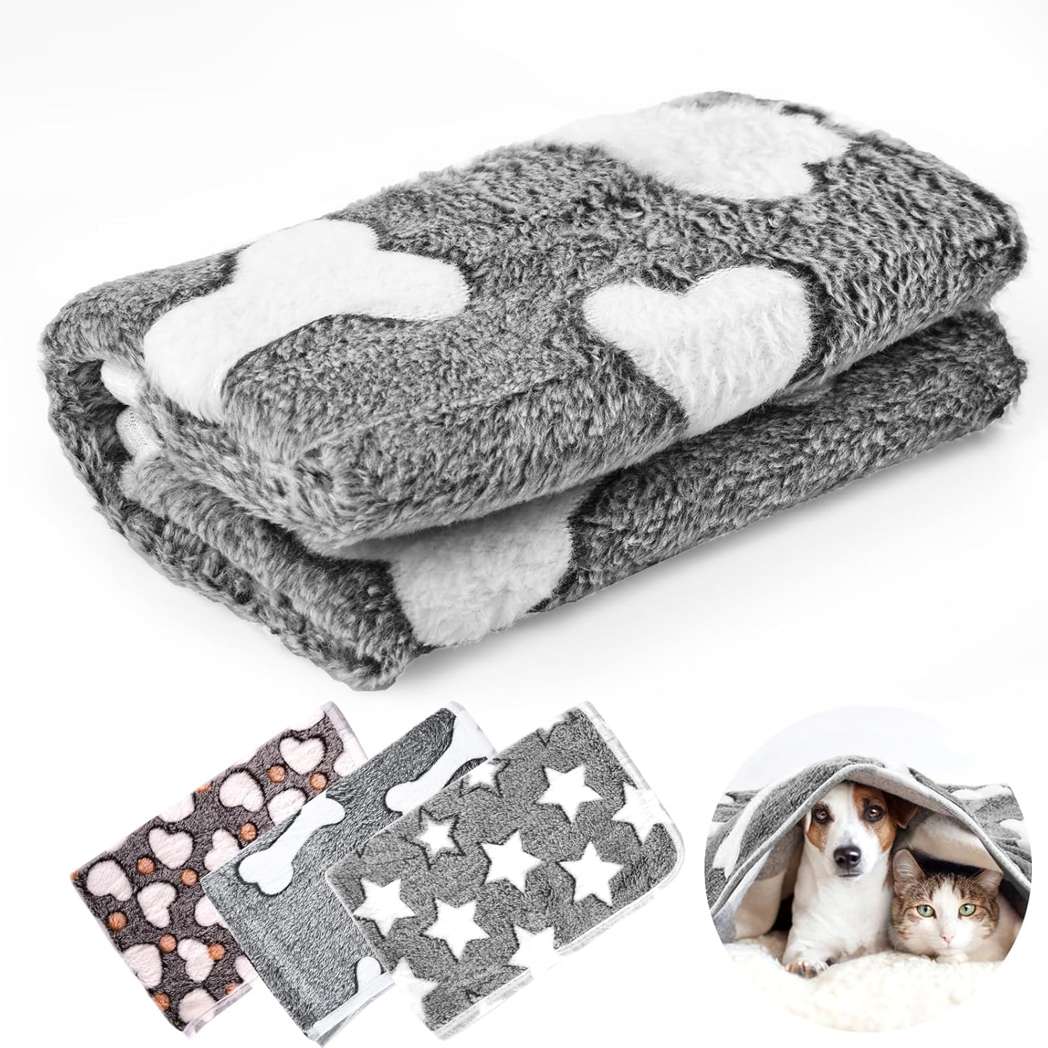 Neerow Hundedecke Fleece 60x40 cm kuschelig waschbar fuer Hunde Katzen 40cm-76cm