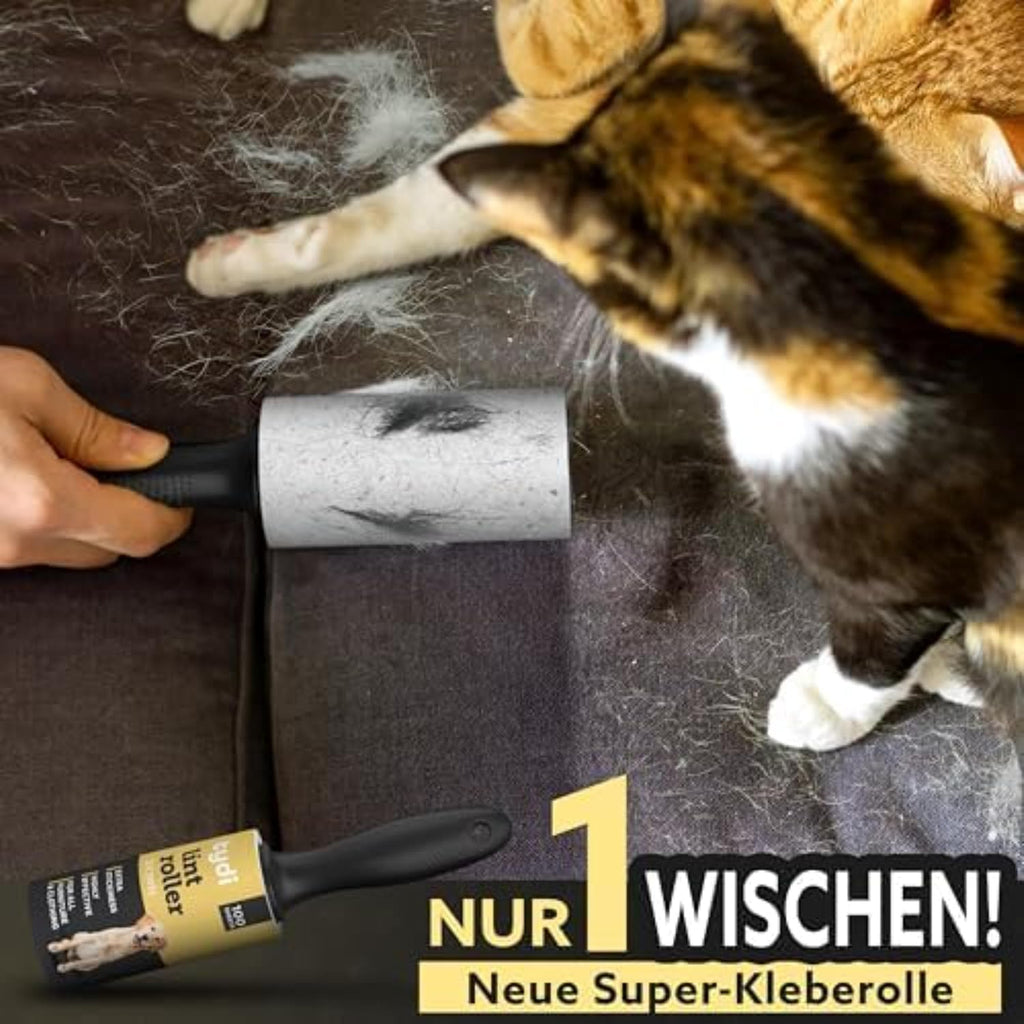Tydi Fusselrolle extra stark mit 500 Blatt und 2 Griffen fuer Kleidung und Tierhaare