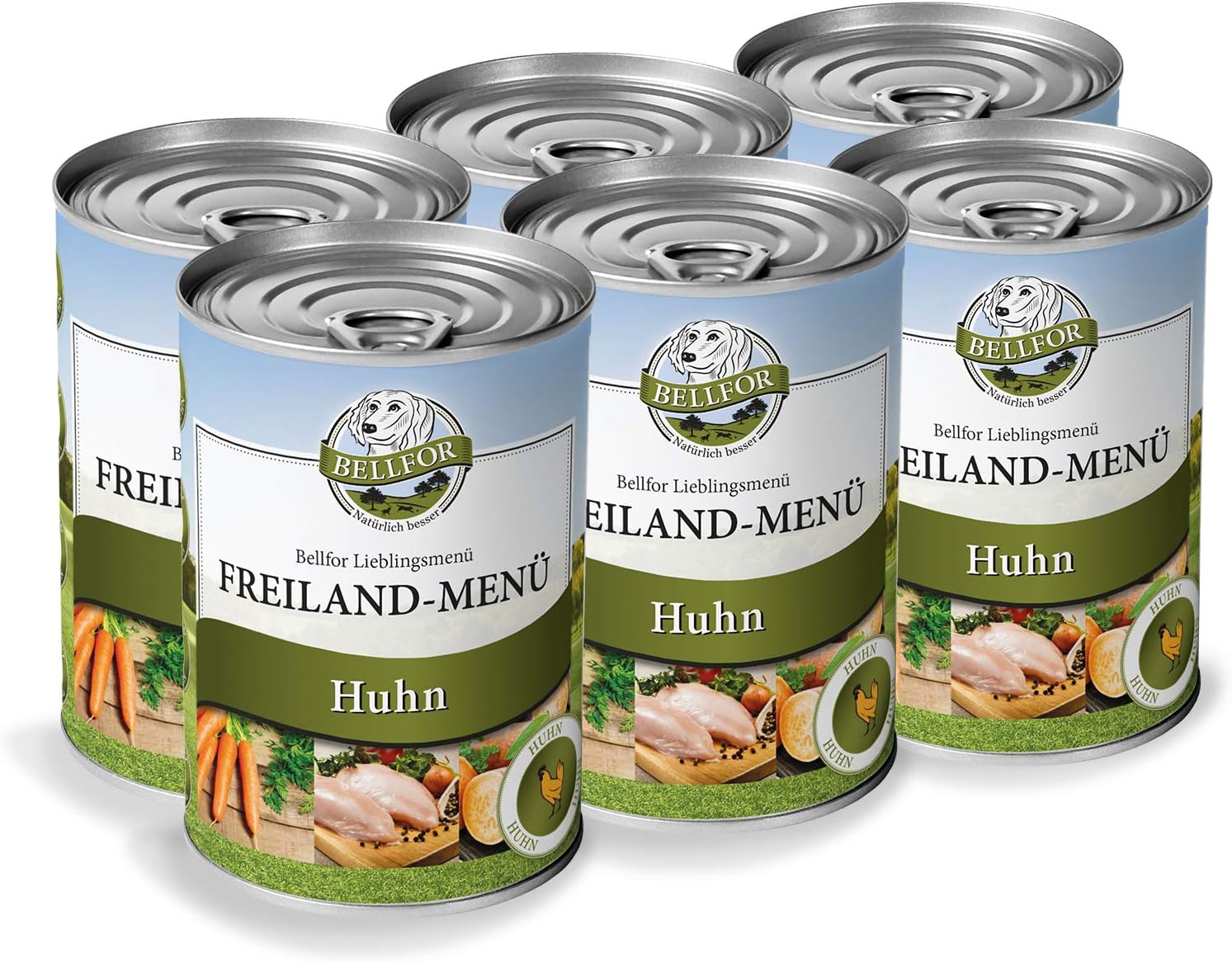 Bellfor Freiland-Menue Hundefutter nass mit Huhn 6x400g, getreidefrei