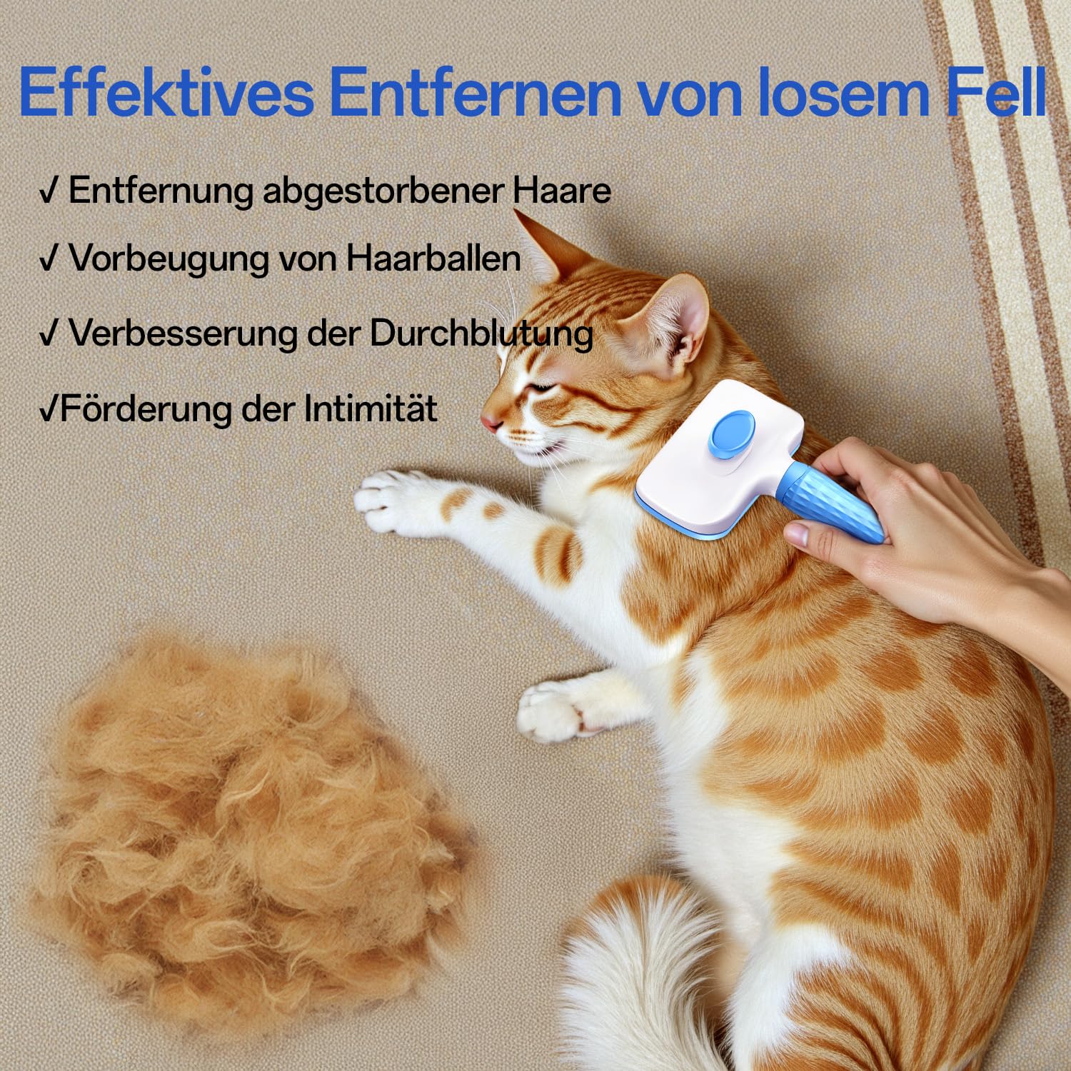 Fellbuerste fuer Hunde und Katzen selbstreinigend fuer Lang- und Kurzhaar