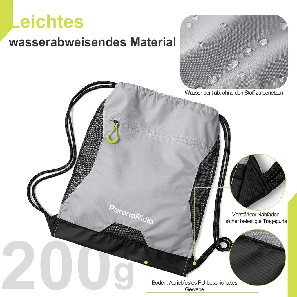 Sportbeutel Turnbeutel 36x45x7 cm Unisex Rucksackbeutel Schwarz/Grau/Gruen
