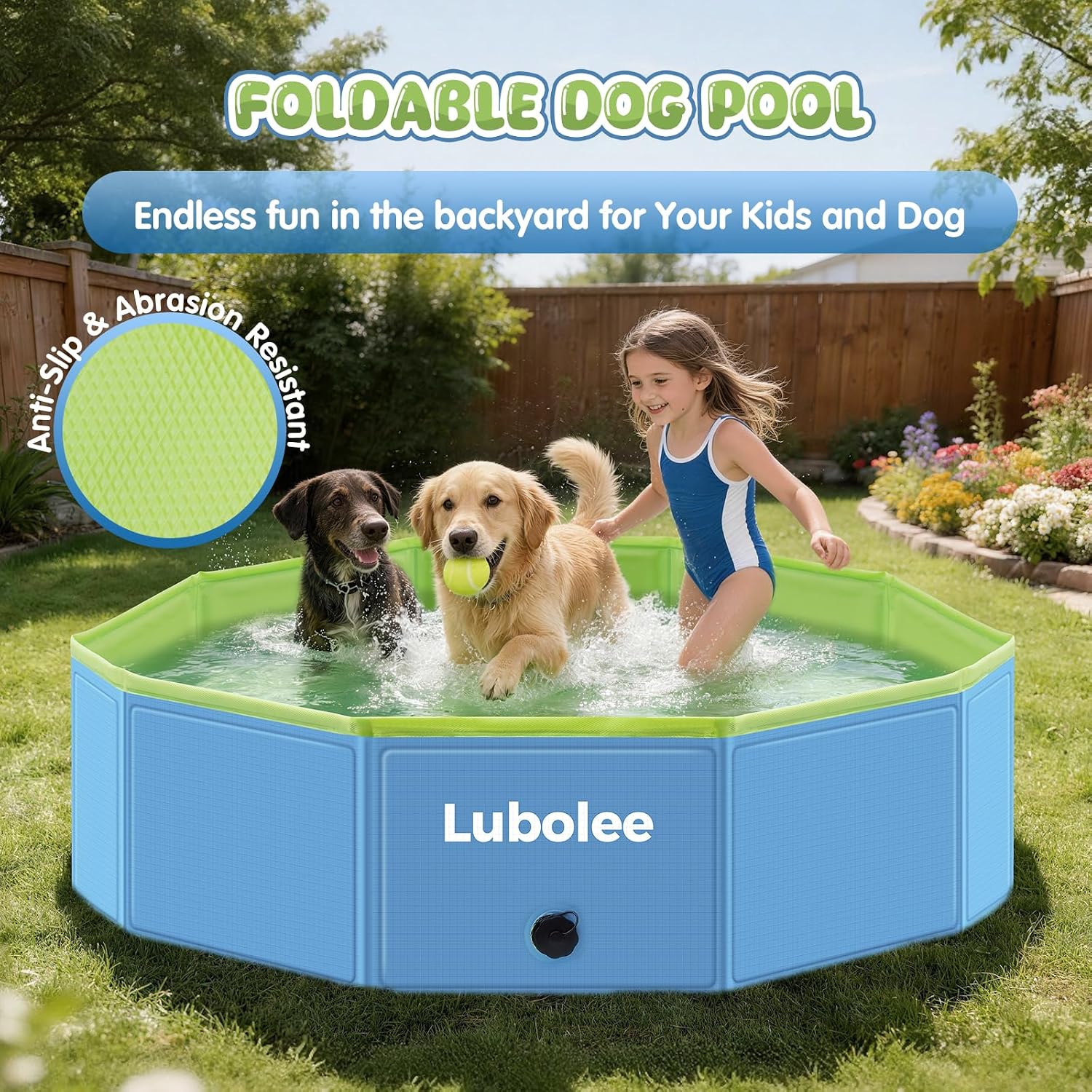 Faltbarer Hundepool 120 x 30 cm aus verdicktem PVC mit rutschfester Oberflaeche