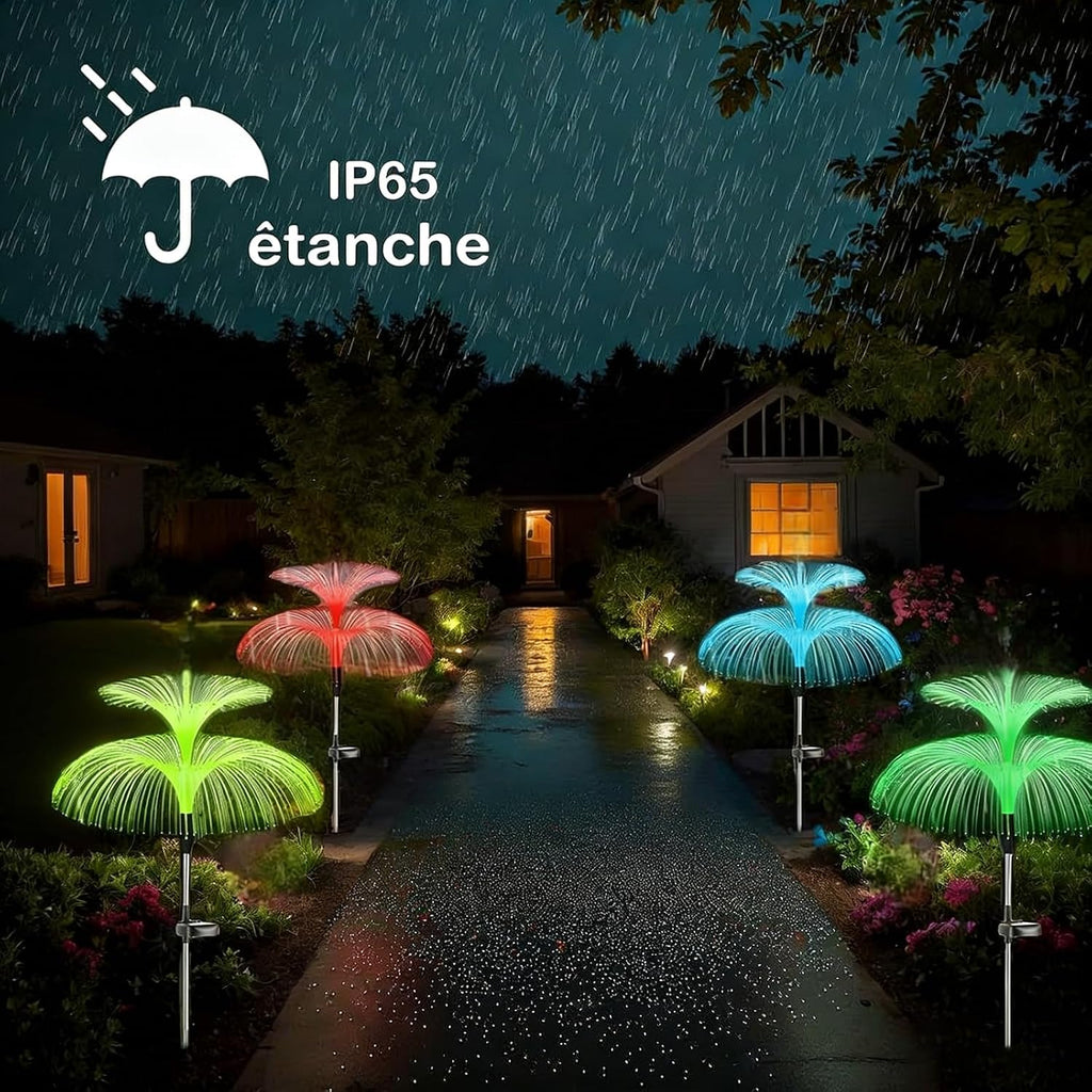 Hqynss Solar-Qualle 3er-Set mehrfarbig LED Solarlampen IP65 fuer Garten