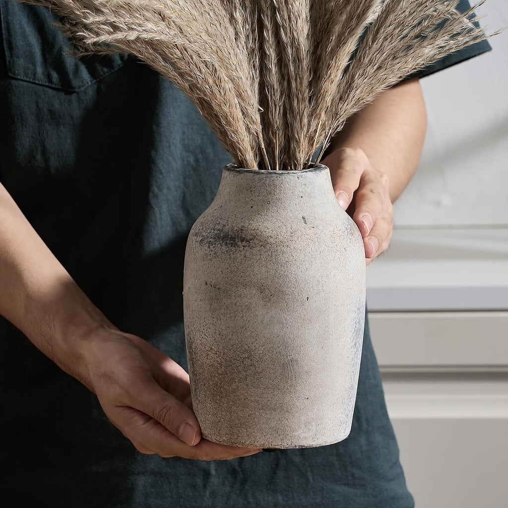 Rustikale Keramik Blumenvase 18,3 cm Boho Terrakotta Bauernhaus Deko