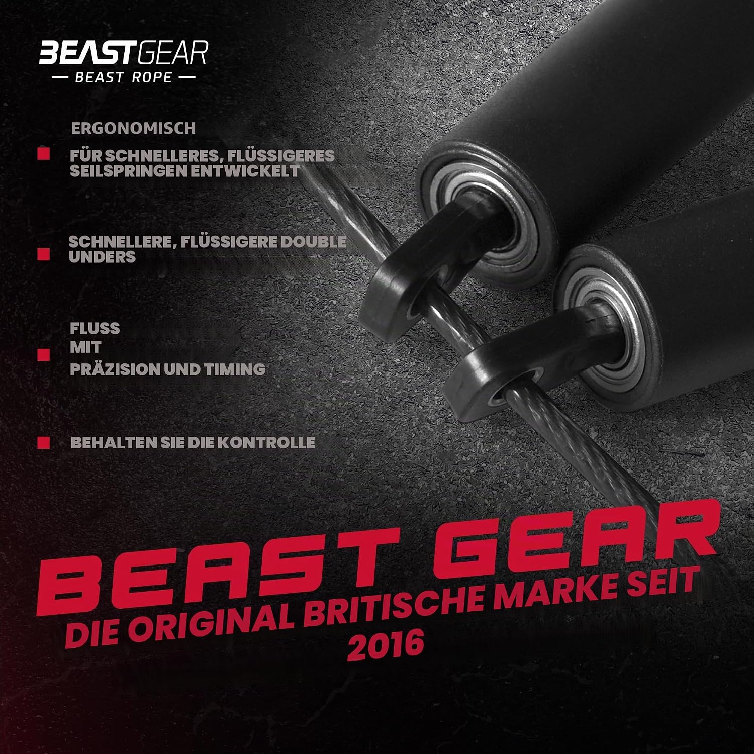 Beast Gear Speed Springseil verstellbar Stahl-Fitnessseil fuer MMA HIIT