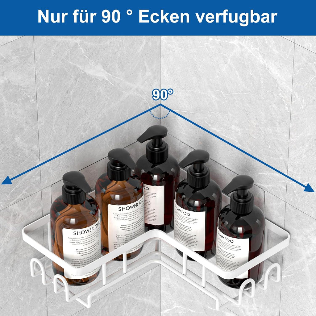 3er Set Eck-Duschablage schwarz ohne Bohren, rostfreies Duschregal