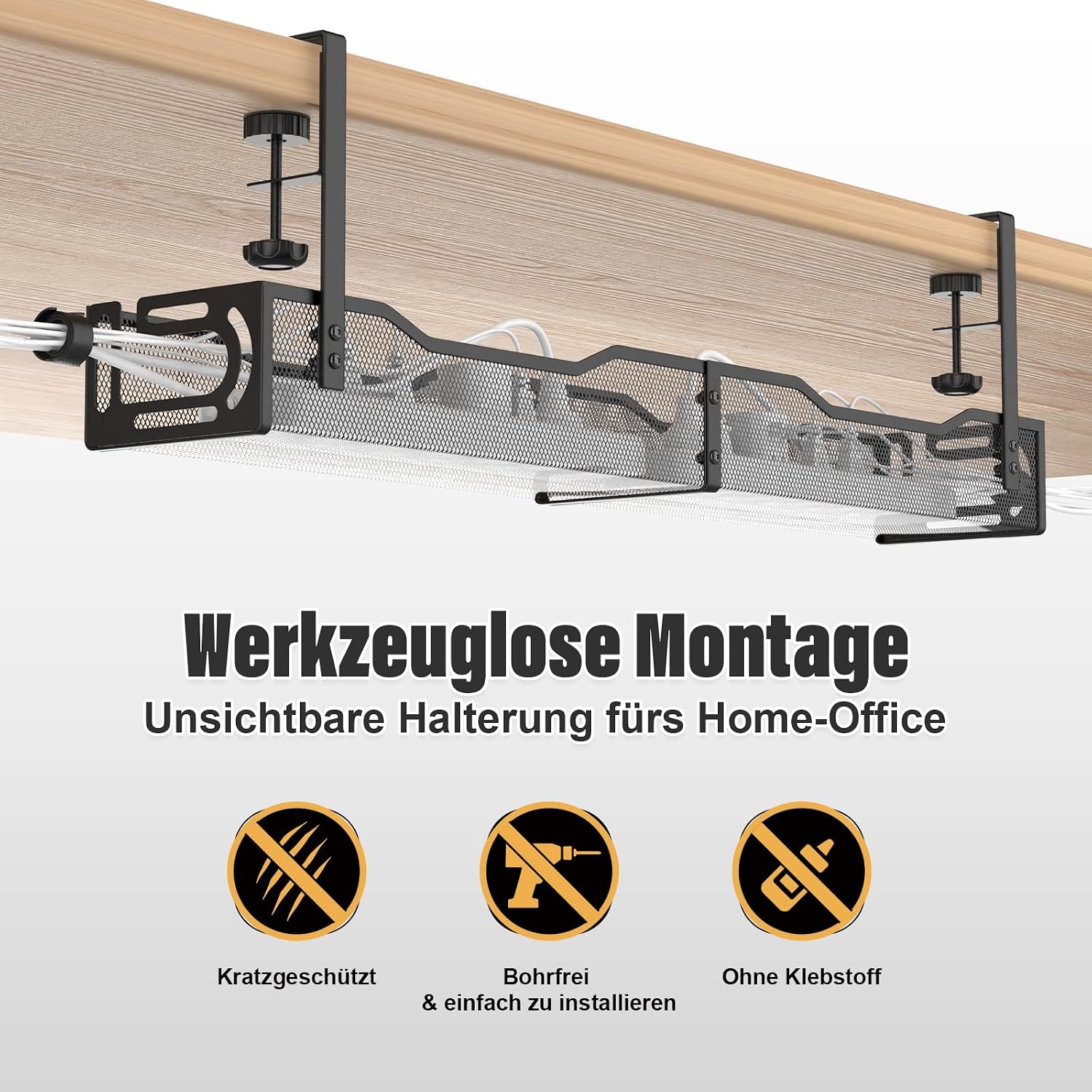 Cinati Schreibtisch Kabelmanagement Klemme ohne Bohren Organizer 40cm-64cm