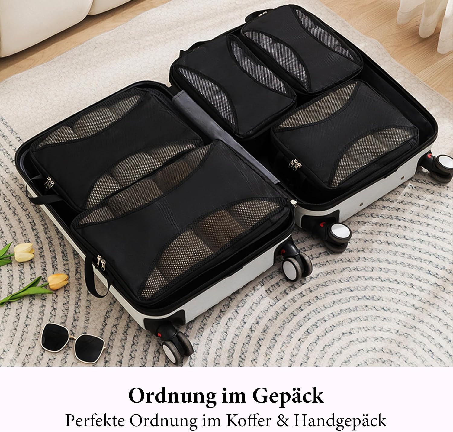 Koffer Organizer Set 8-teilig Kompressions Packing Cubes Reisegepaeck