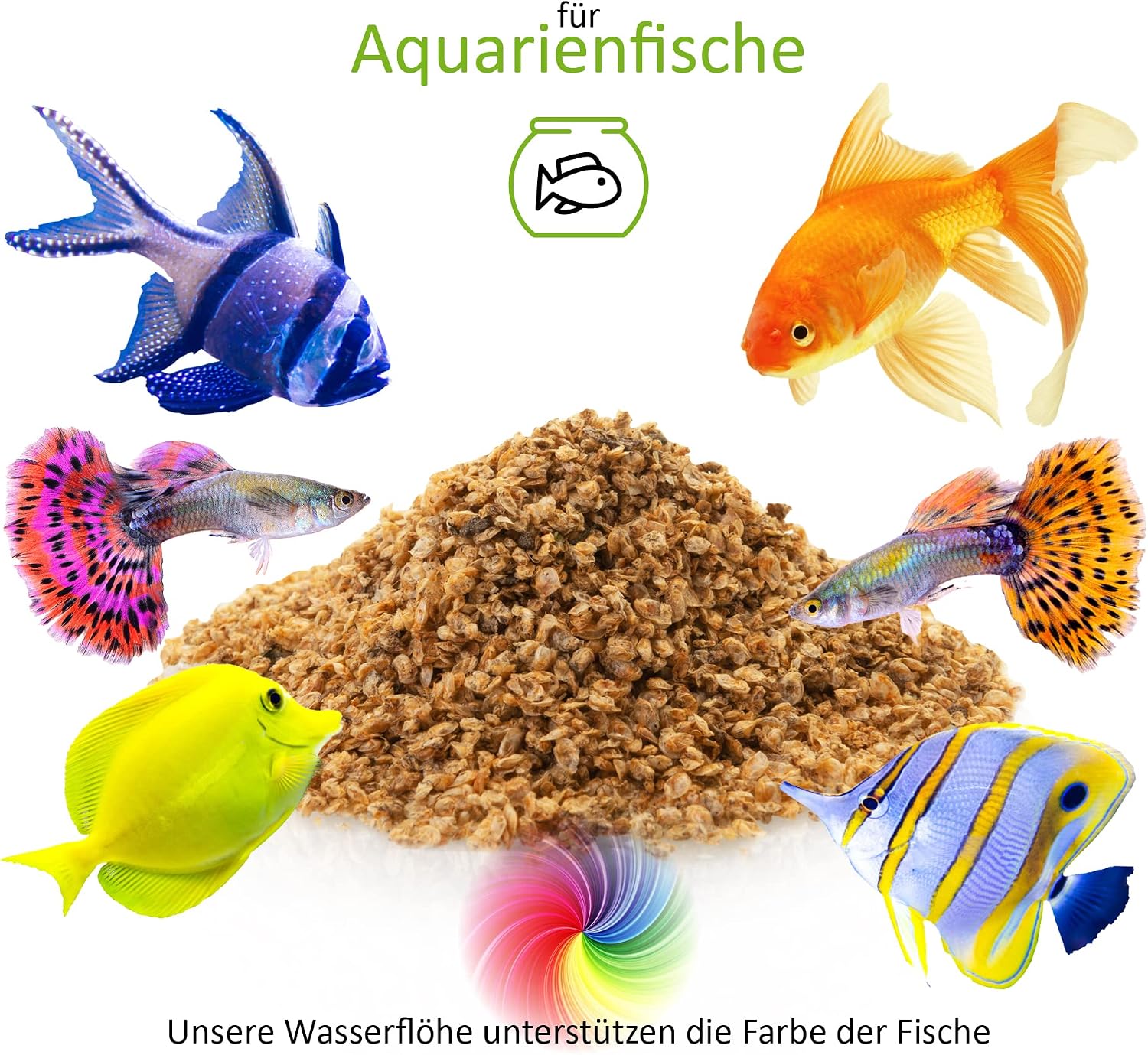 UGF Daphnia Wasserfloehe getrocknet 80 g im 500 ml Eimer Fischfutter Aquarium