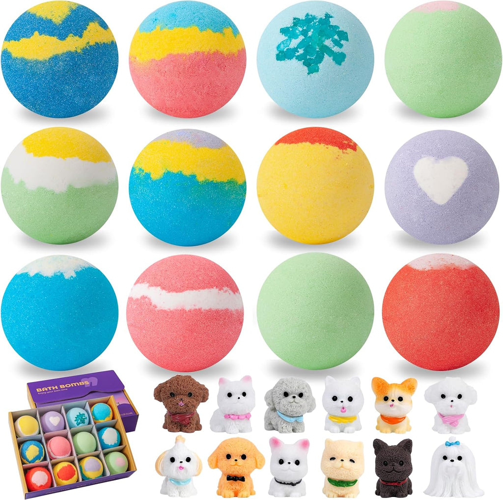 Badebomben Kinder 12er Set mit Ueberraschungsspielzeug Bio Badekugeln