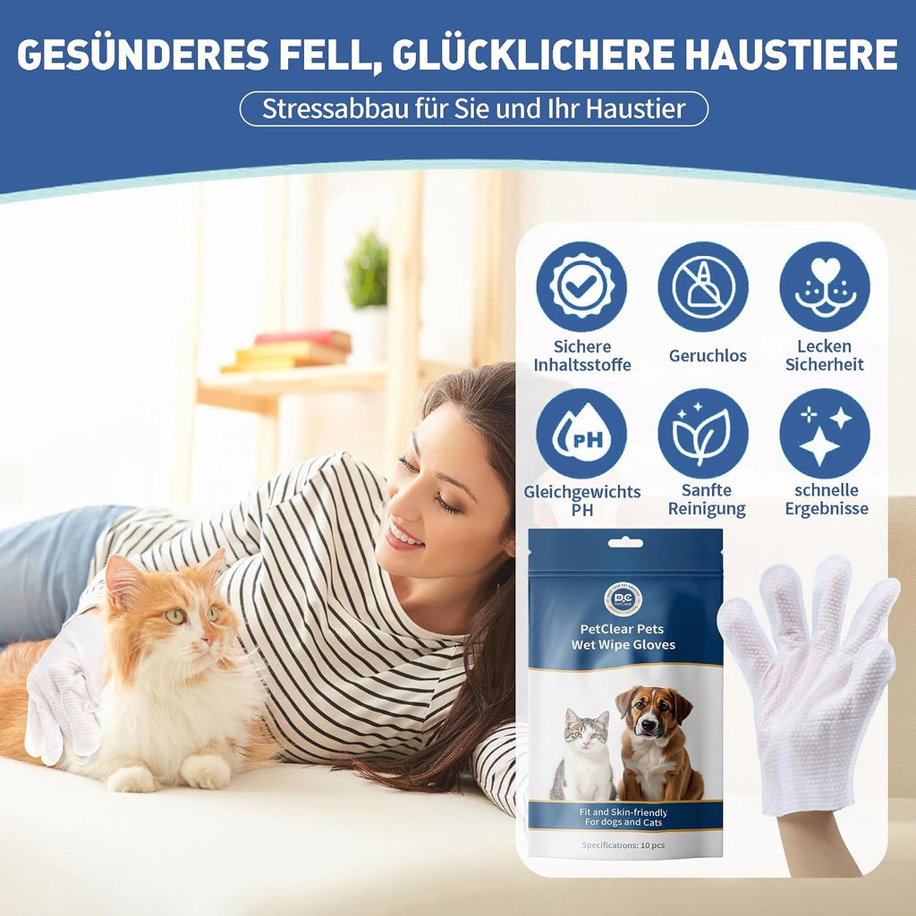 Pflegetuecher fuer Hunde und Katzen 10er Pack hypoallergen ohne Duft Einweg 3 Pack