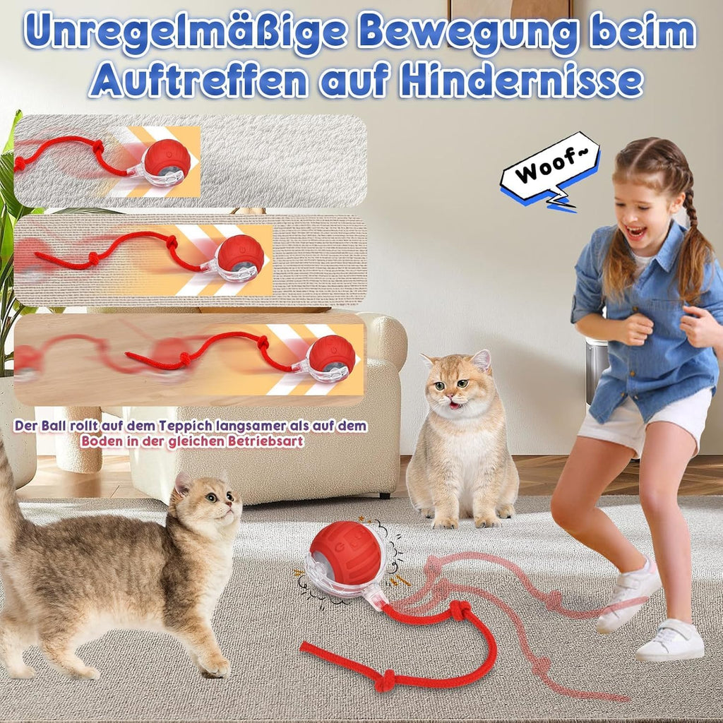 Interaktiver Katzenball elektrisch 360° rollend Katzenspielzeug mit LED
