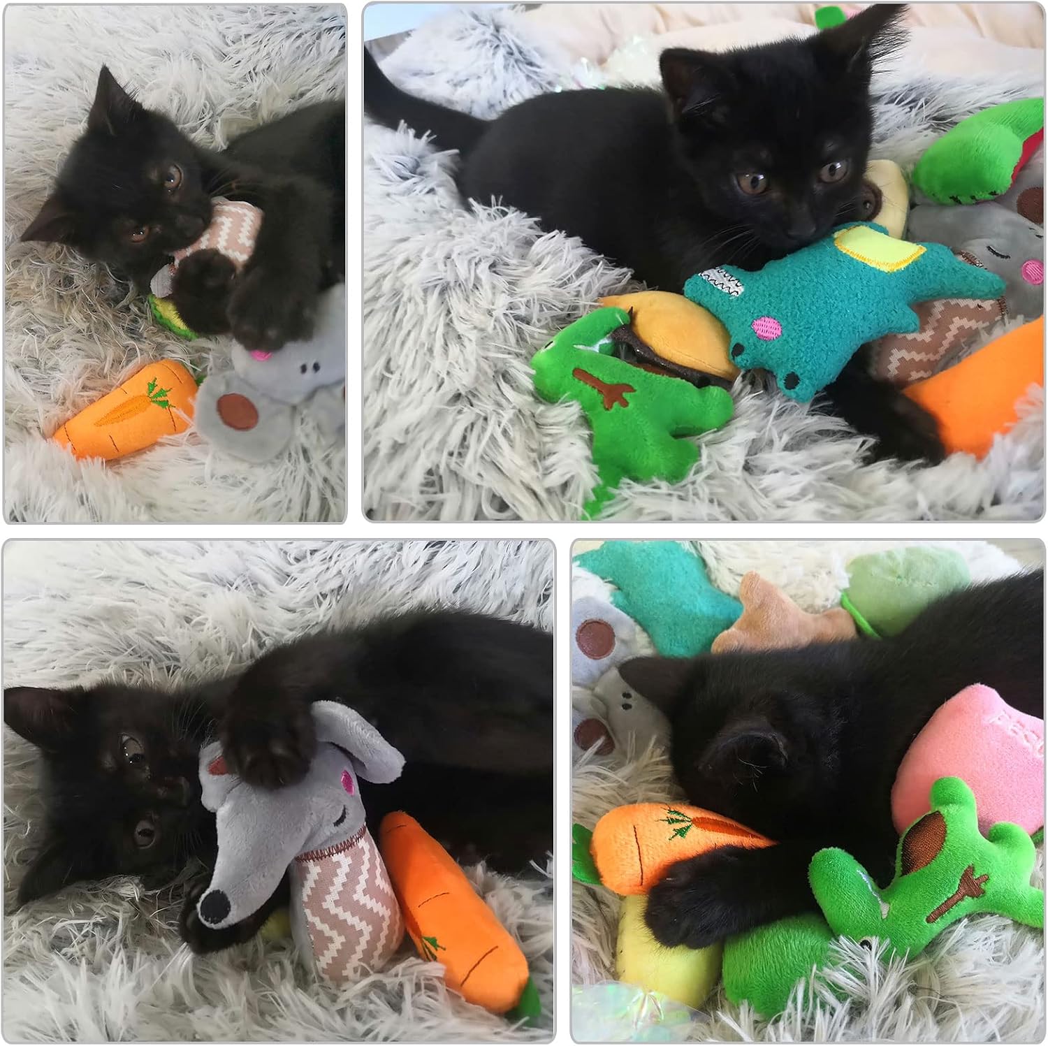 12er Set Katzenminze Spielzeug Plüschkissen Baldrian Knisterbälle für Katze