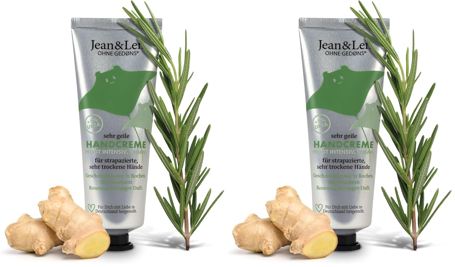 Jean & Len Handcreme Rosemary Ginger Urea vegan fuer trockene Haende