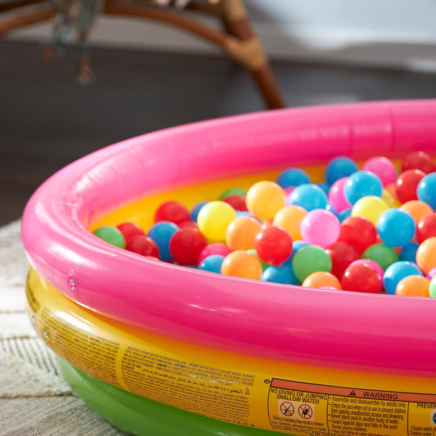 Intex Sunset Glow Pool aufblasbarer Kinderpool rund fuer Garten und Balkon