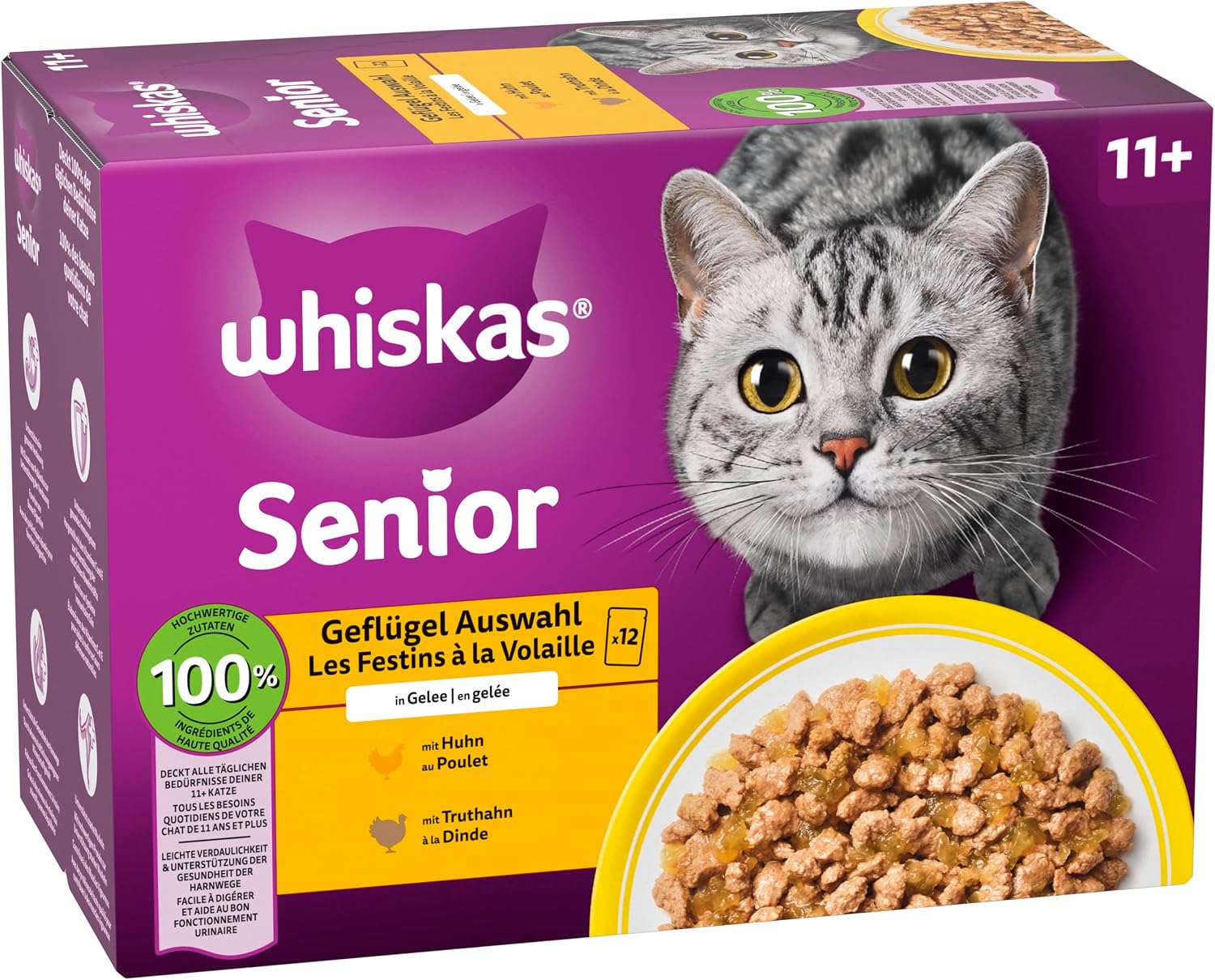 Whiskas Senior 11+ Nassfutter Gefluegel 12x85g (48 Beutel) verschiedene Sorten 10