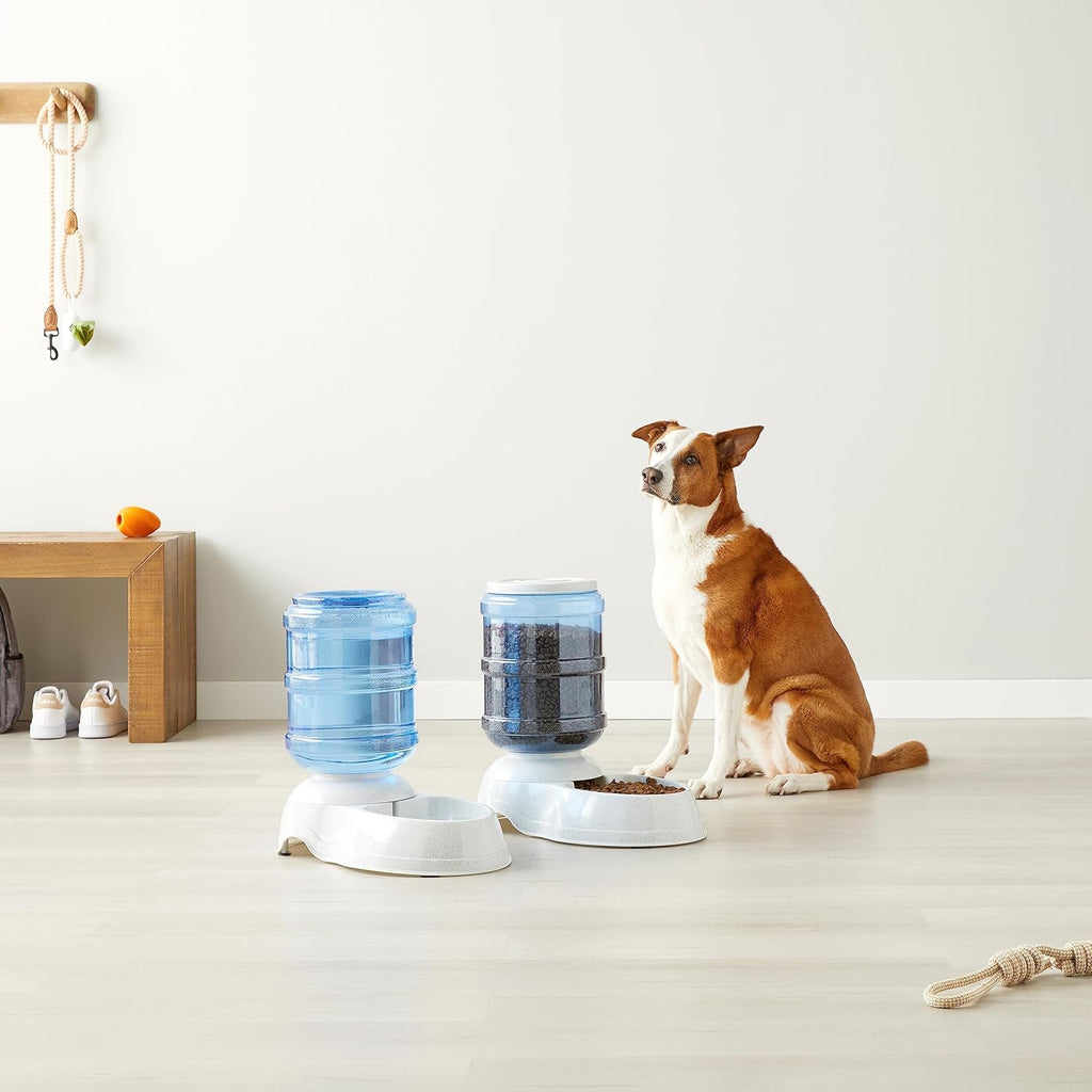 Amazon Basics Futter- und Wasserspender S transparent fuer Hunde Katzen