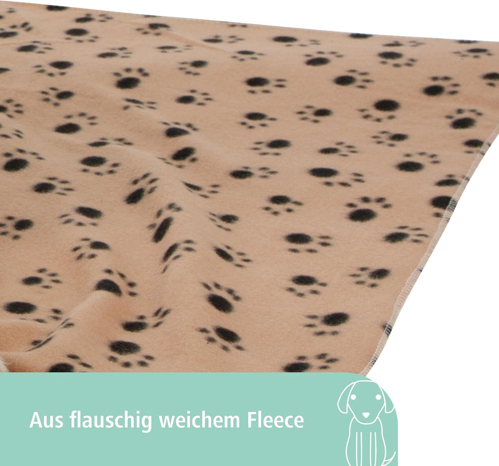 Kerbl Hundedecke Stella 140x100 cm beige Pfoten Fleece Moebelschutz