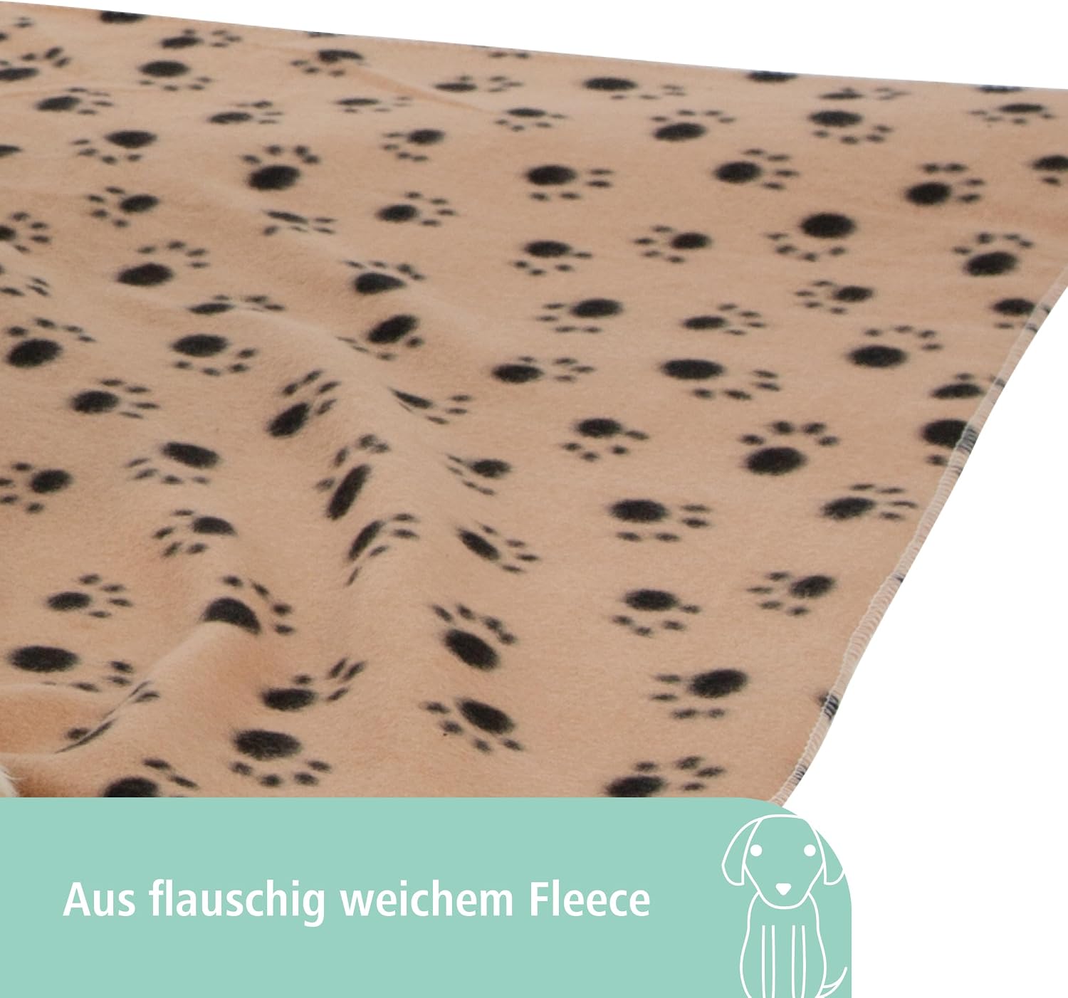 Kerbl Hundedecke Stella 140x100 cm beige Pfoten Fleece Moebelschutz