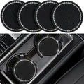 4er Set Glitzer Getraenkehalter Untersetzer Auto 7 cm Schwarz Innenraum