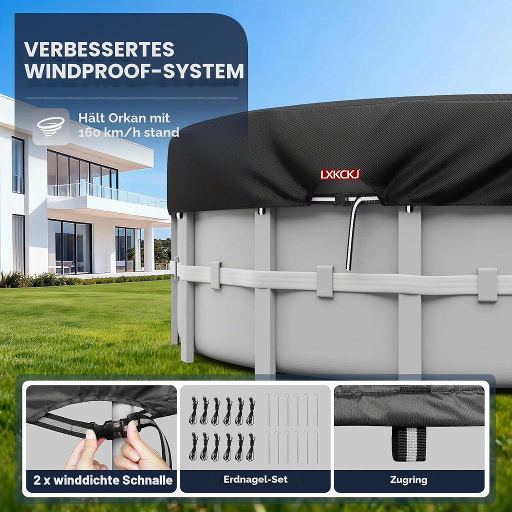 LXKCKJ Poolabdeckung 570x365 cm fuer Rechteck- und Ovalpool 259cm-640cm