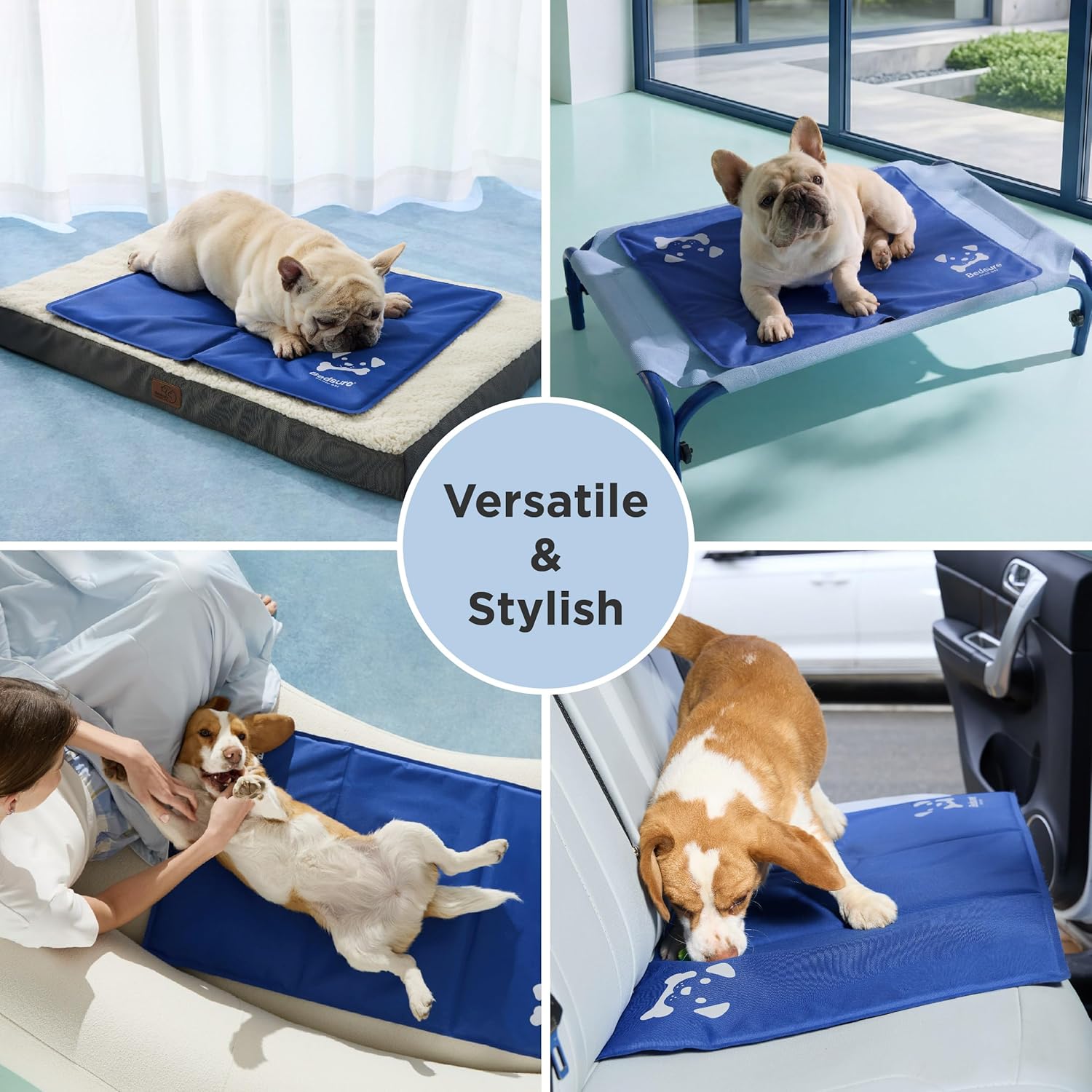 BEDSURE Kühlmatte Hund Extra groß 120x75 cm selbstkühlend Gelmatte 300D Oxford 1