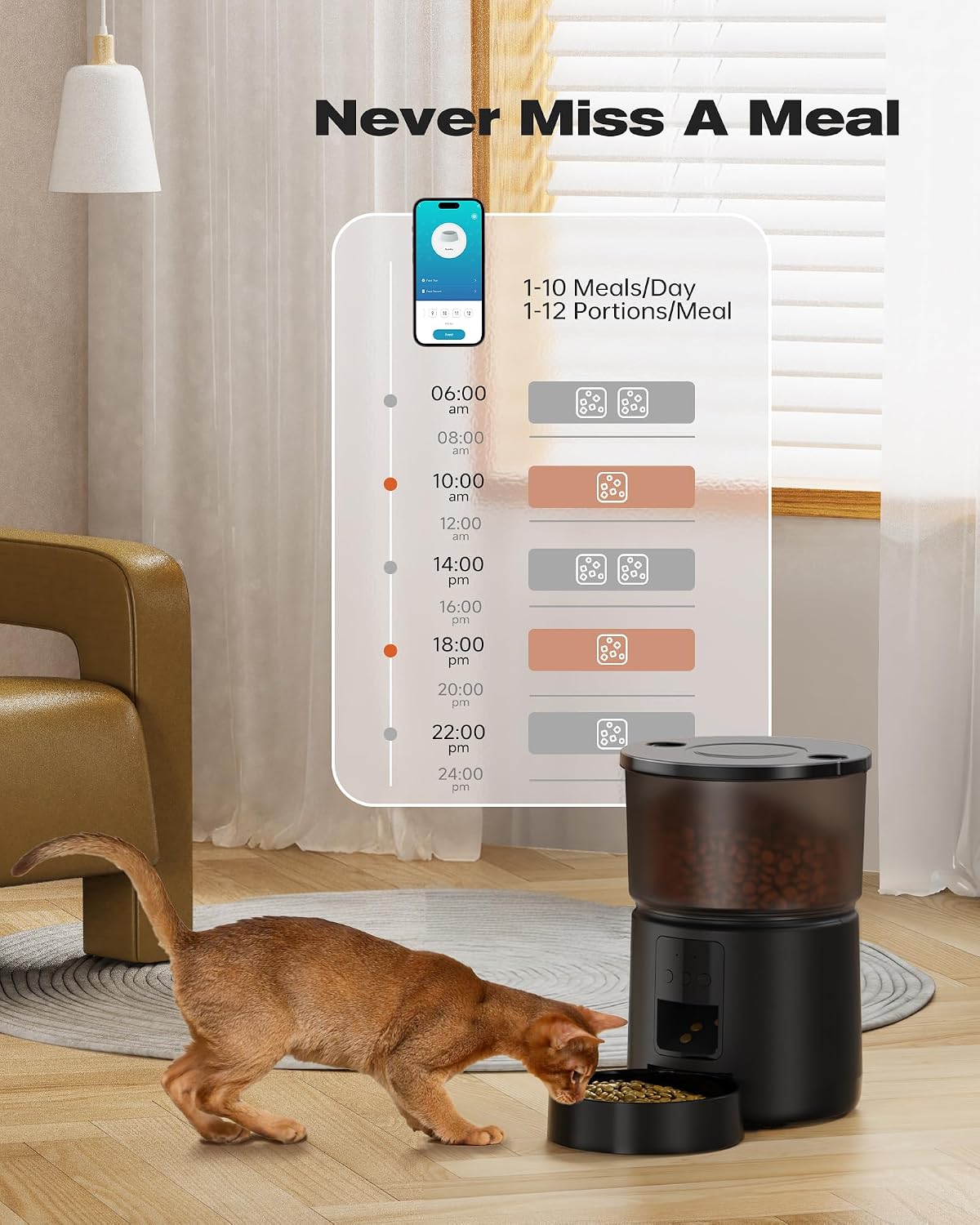 SOOFPET Futterautomat fuer Katzen und Hunde WLAN Schwarz automatisch