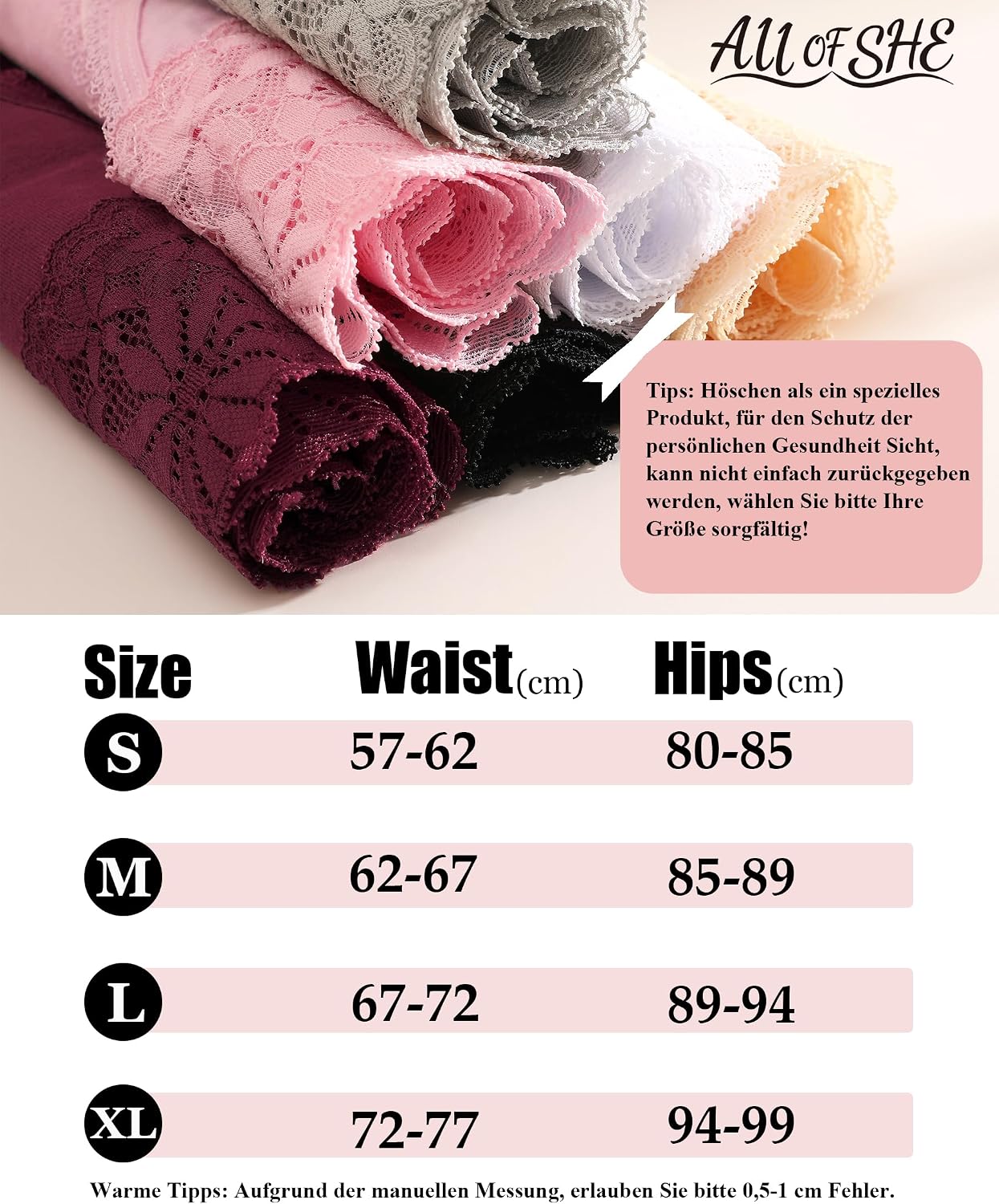 6er Pack Damen Hipster Slips Baumwolle mit Spitze atmungsaktiv S-XL