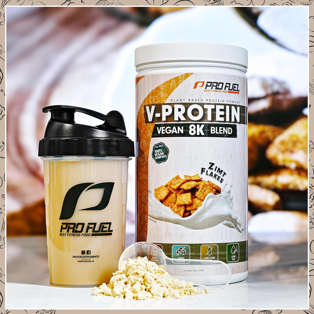 V-Protein 8K Blend Vegan Protein Zimt Flakes 79% Eiweiss, verschiedene Sorten