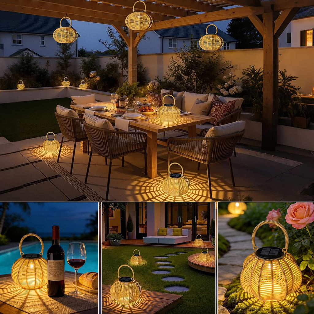 Solarlampen Aussen haengend 2er Set IP65 wasserdicht Balkon Garten Terrasse Deko