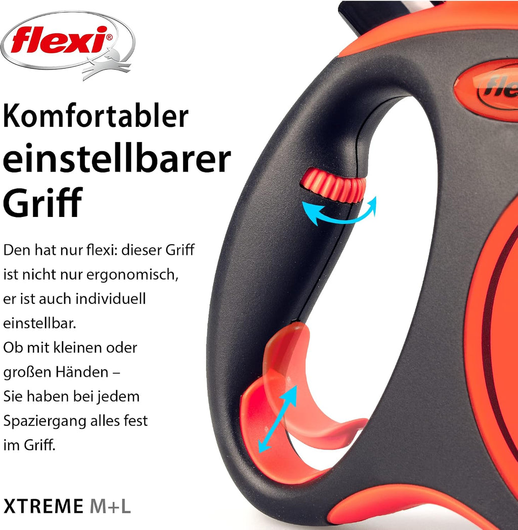 flexi Xtreme L Gurt-Rollleine 8 m fuer Hunde bis schwarz/orange 3m-8m