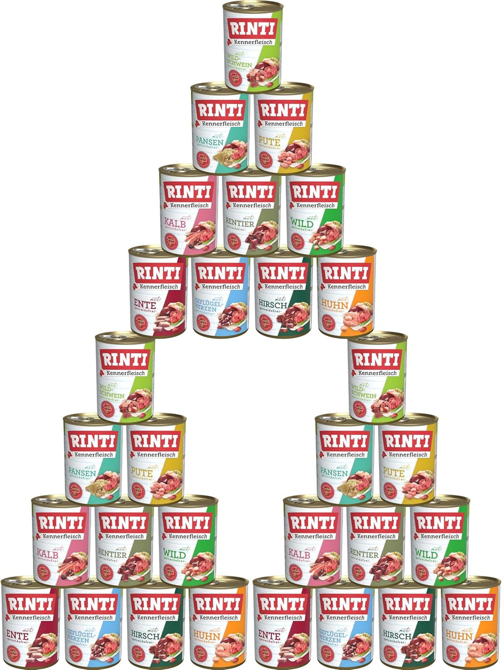Rinti Kennerfleisch Mixpaket Hundenassfutter getreidefrei mit 70% Fleisch