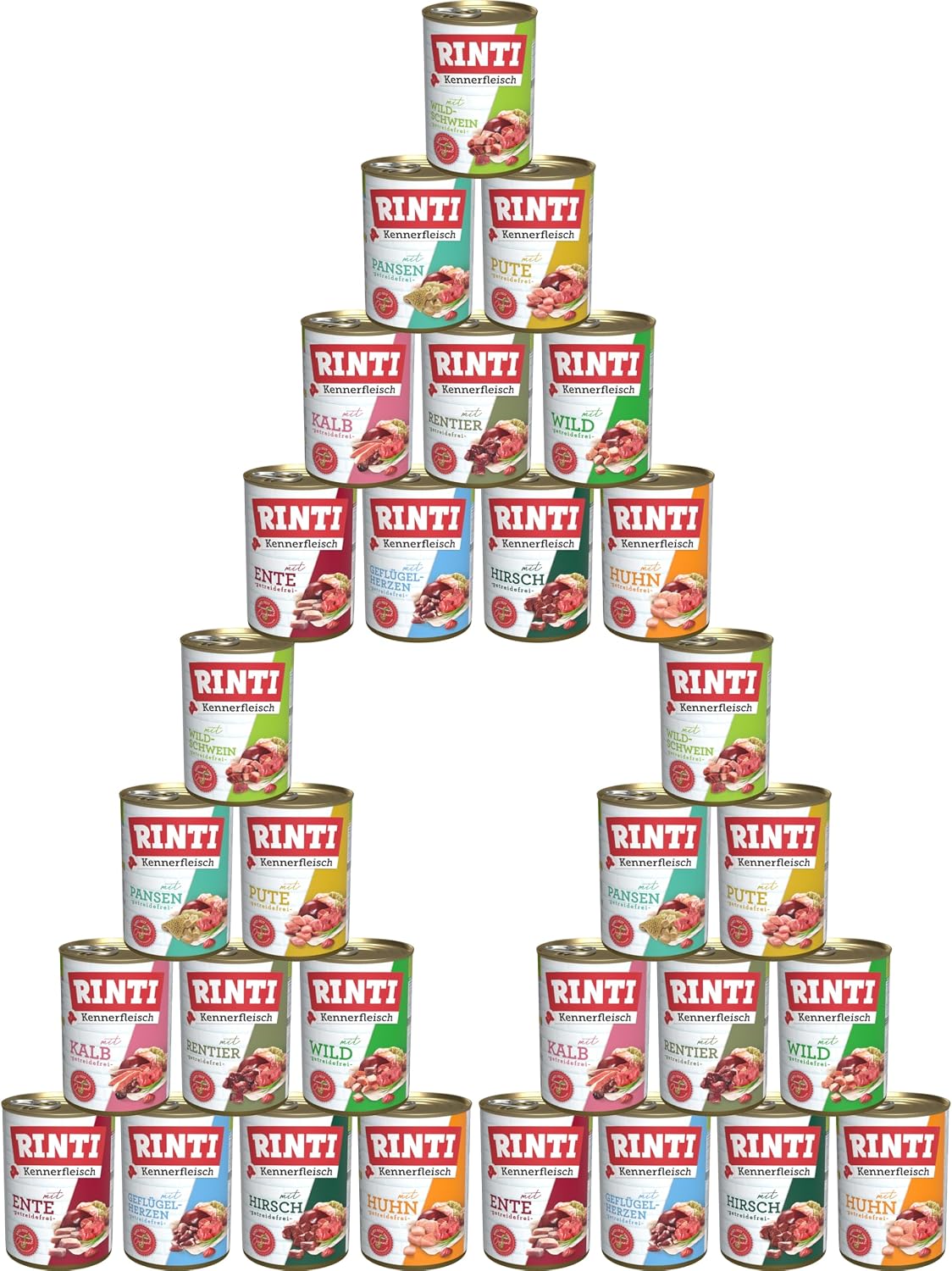 Rinti Kennerfleisch Mixpaket Hundenassfutter getreidefrei mit 70% Fleisch
