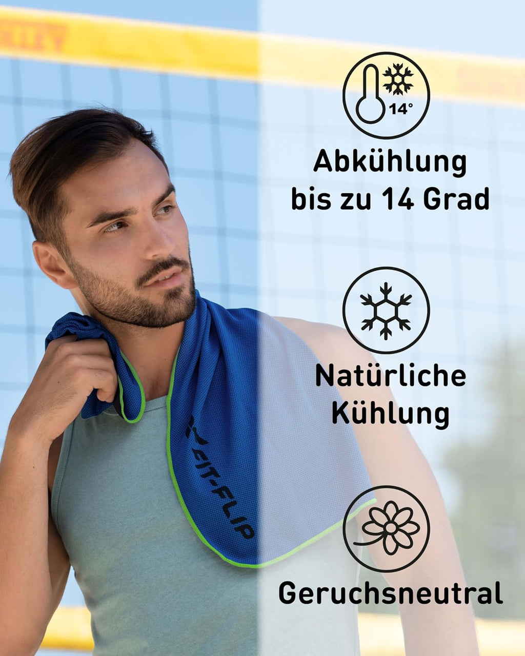 Fit-Flip Kuehlhandtuch 3er Set Mikrofaser Nackenkuehlung Sport