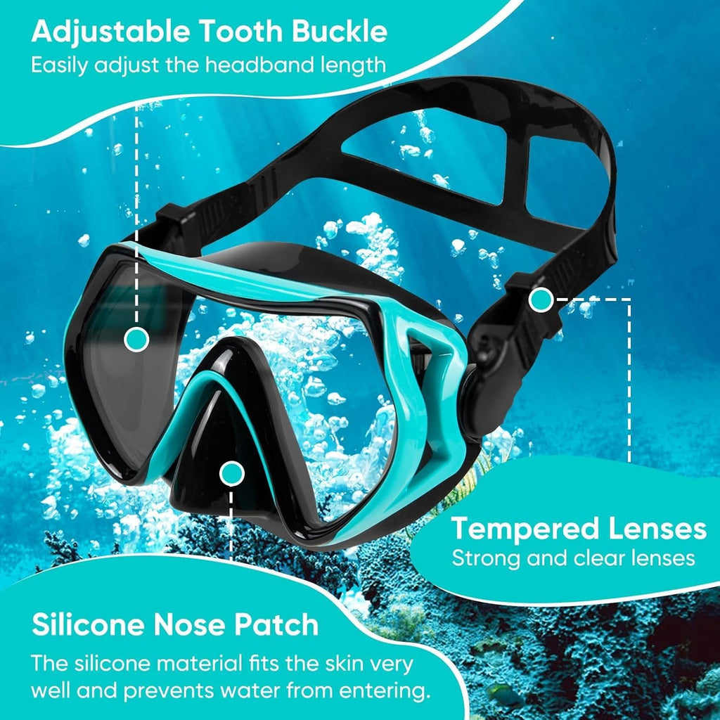 Schnorchelset Erwachsene mit Dry-Top Schnorchel 180° Panorama-Maske Antibeschlag
