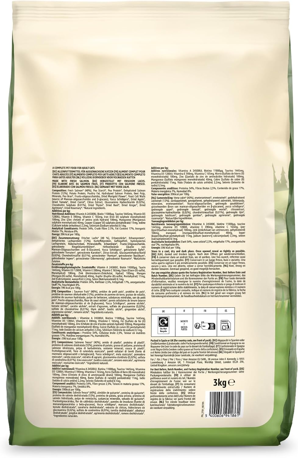 Katzenfutter trocken Adult frischer Lachs 3 kg getreidefrei