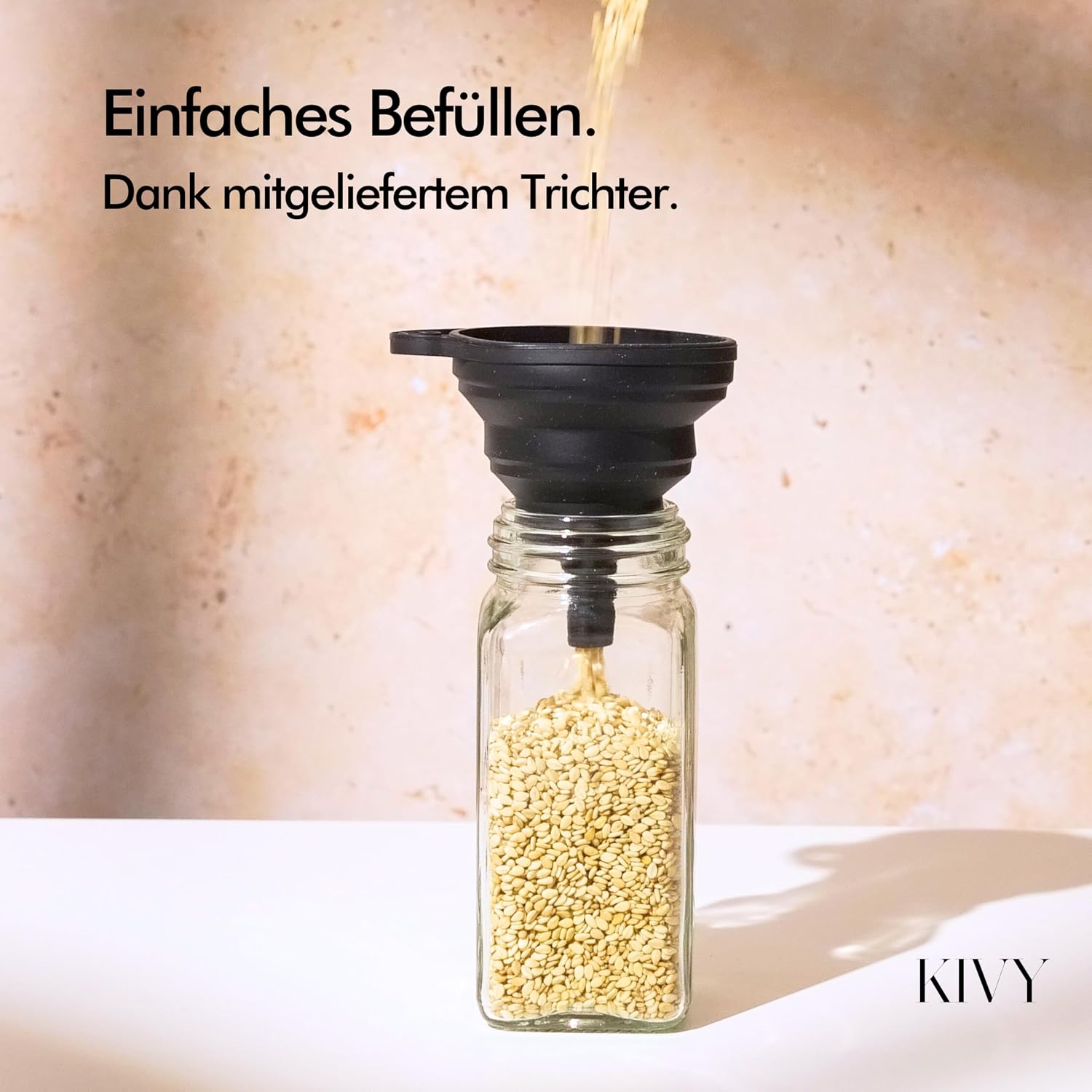 KIVY Salz- und Pfeffermuehle 2er Set mit Keramikmahlwerk Gewuerzmuehlen