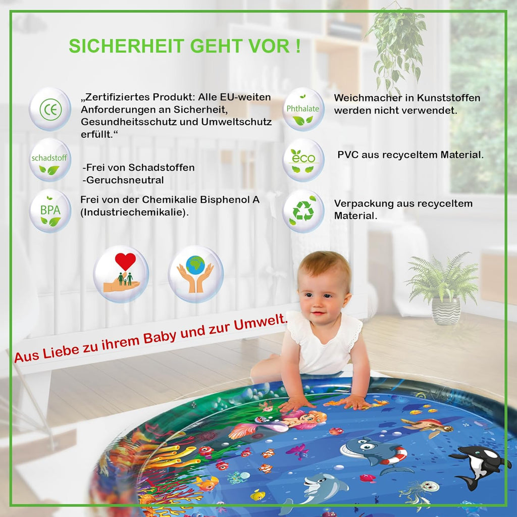 Wasserspielmatte Baby XXL 100 cm, BPA-frei, Bauchlage ab 3 Monate