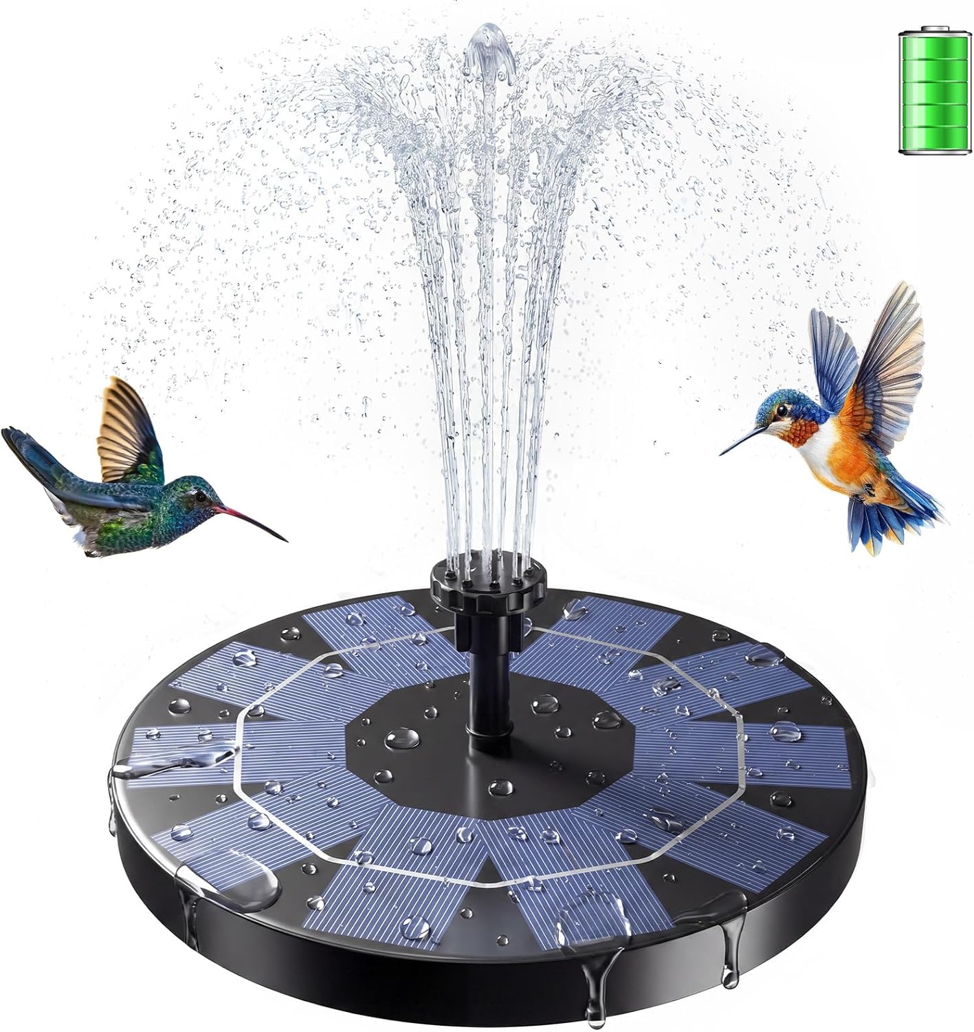 AISITIN Solarbrunnen 6 Sprueh‑Effekte schwimmende Teichpumpe 160mm-182mm