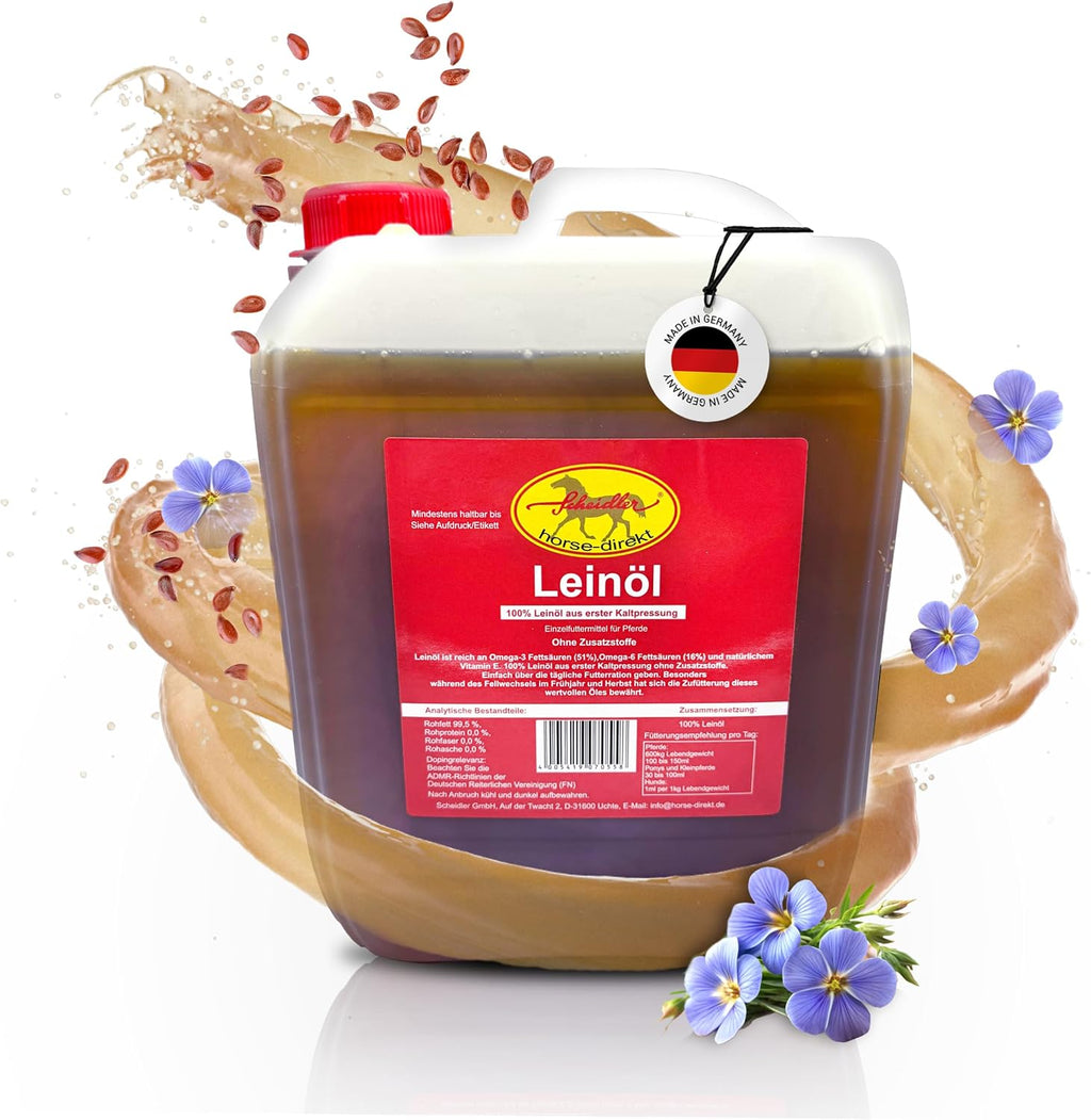 Scheidler Leinöl für Pferd Hund Katze 5 L Omega 3 und 6
