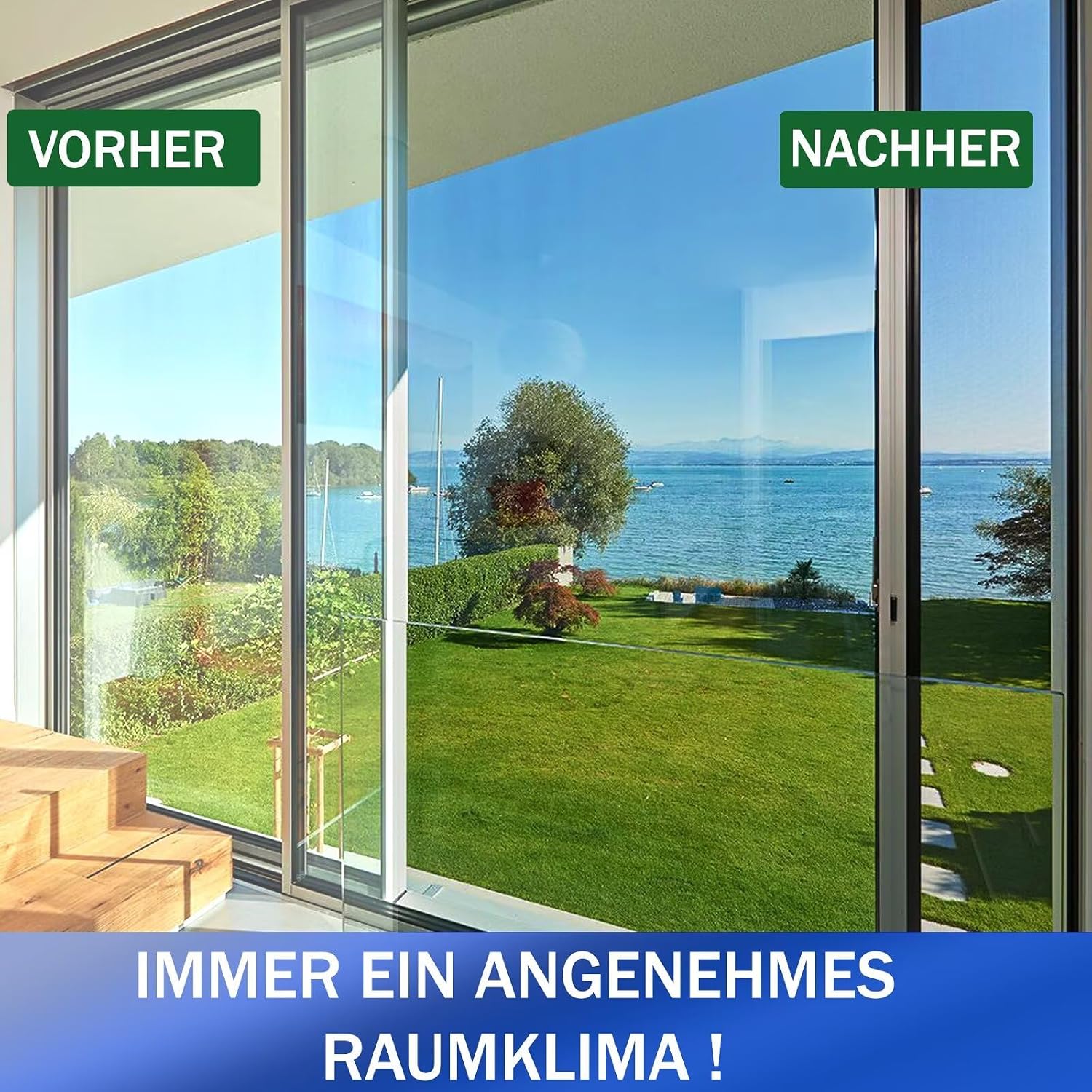 Hitzeschutzfolie Fenster 90x200 cm Silber selbstklebend UV- und Sichtschutz