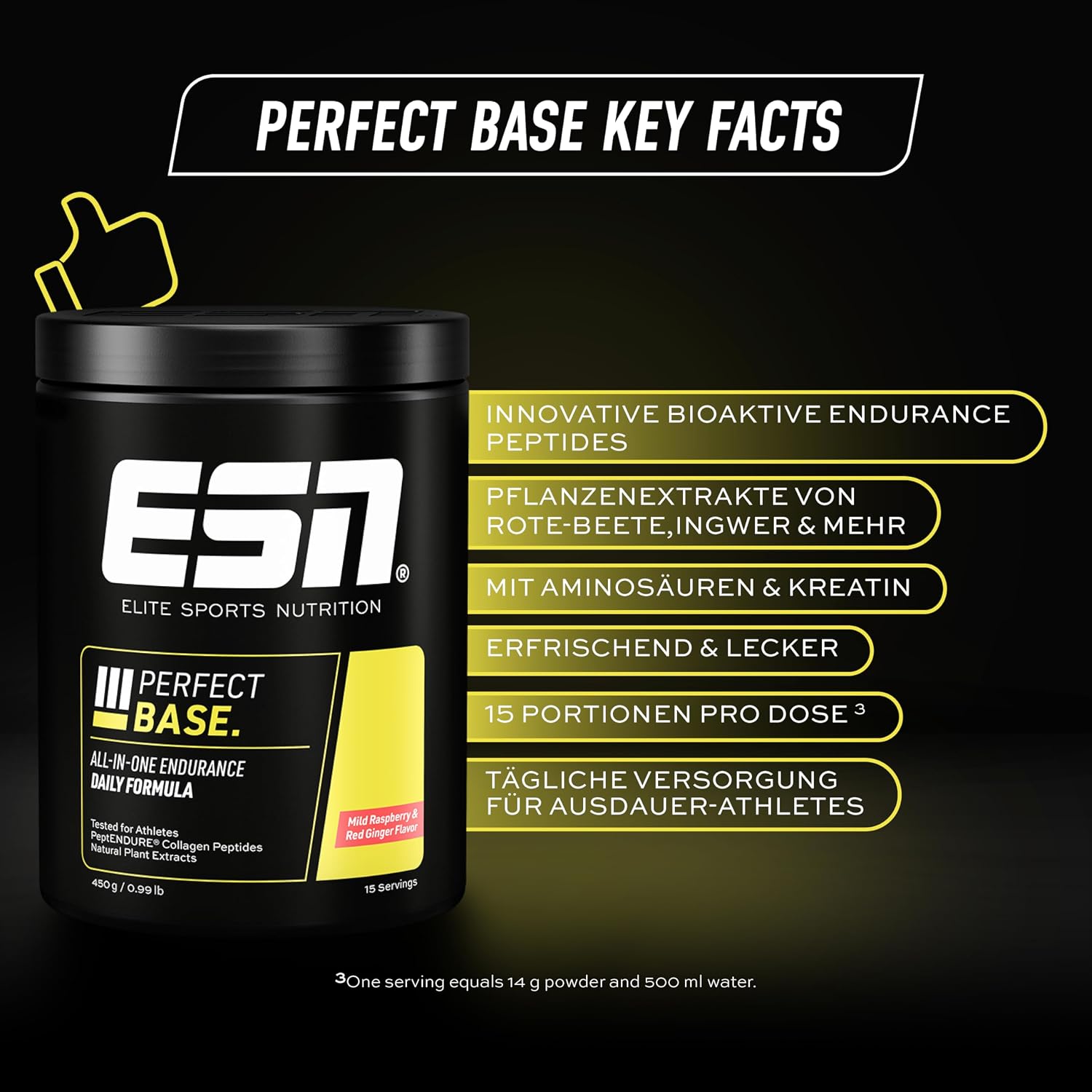 ESN Perfect Base 450 g All-in-One Endurance mit Kollagen Creatin Aminosaeuren Him
