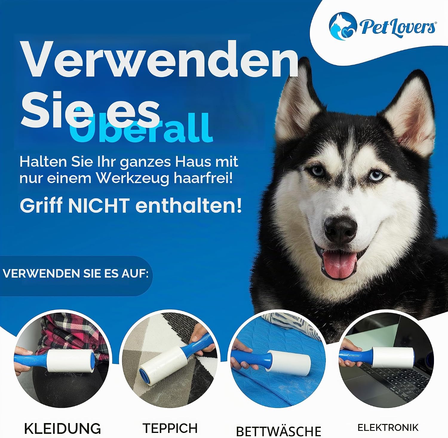 PetLovers Fusselrolle Tierhaare 420 Blatt klebend Fusselrasierer Kleidung