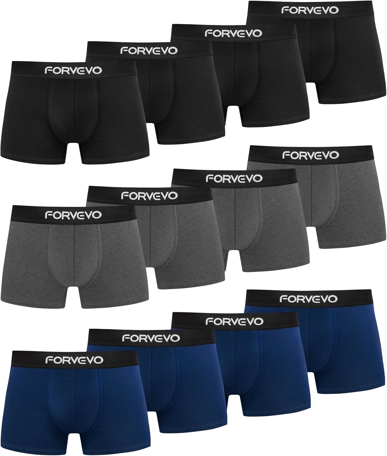 FORVEVO Boxershorts Herren 12er Pack Baumwolle atmungsaktiv S-4XL