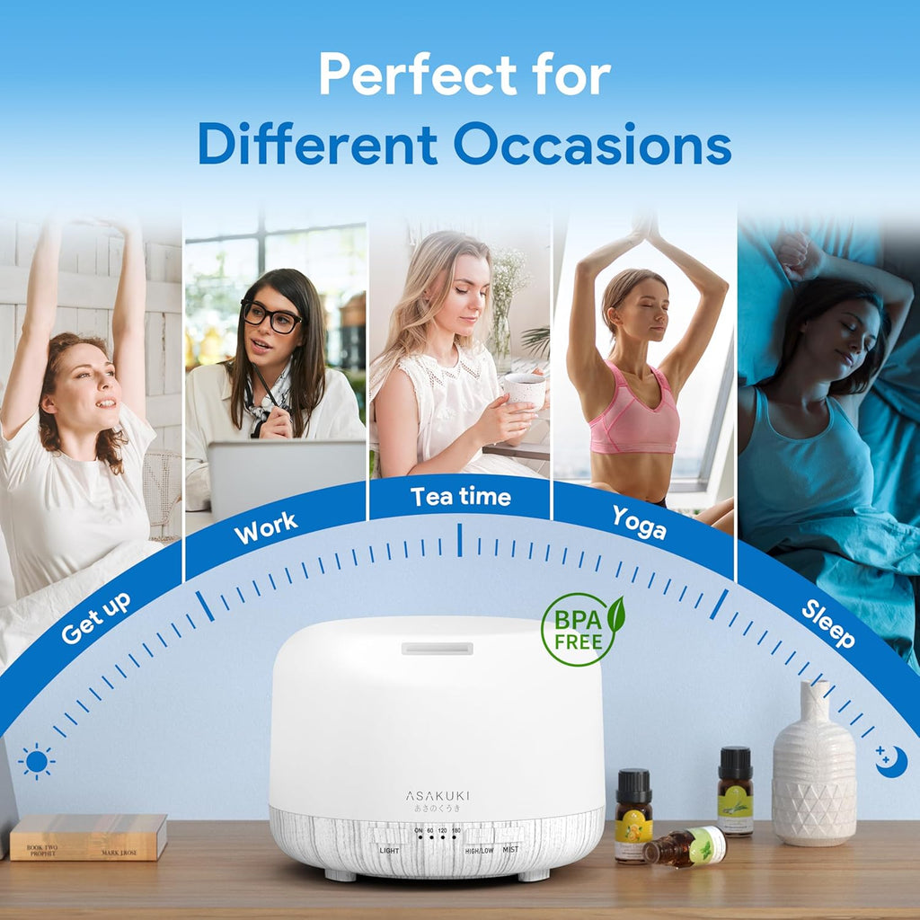 ASAKUKI Aroma Diffuser Ultraschall Duftzerstaeuber mit Fernbedienung LED