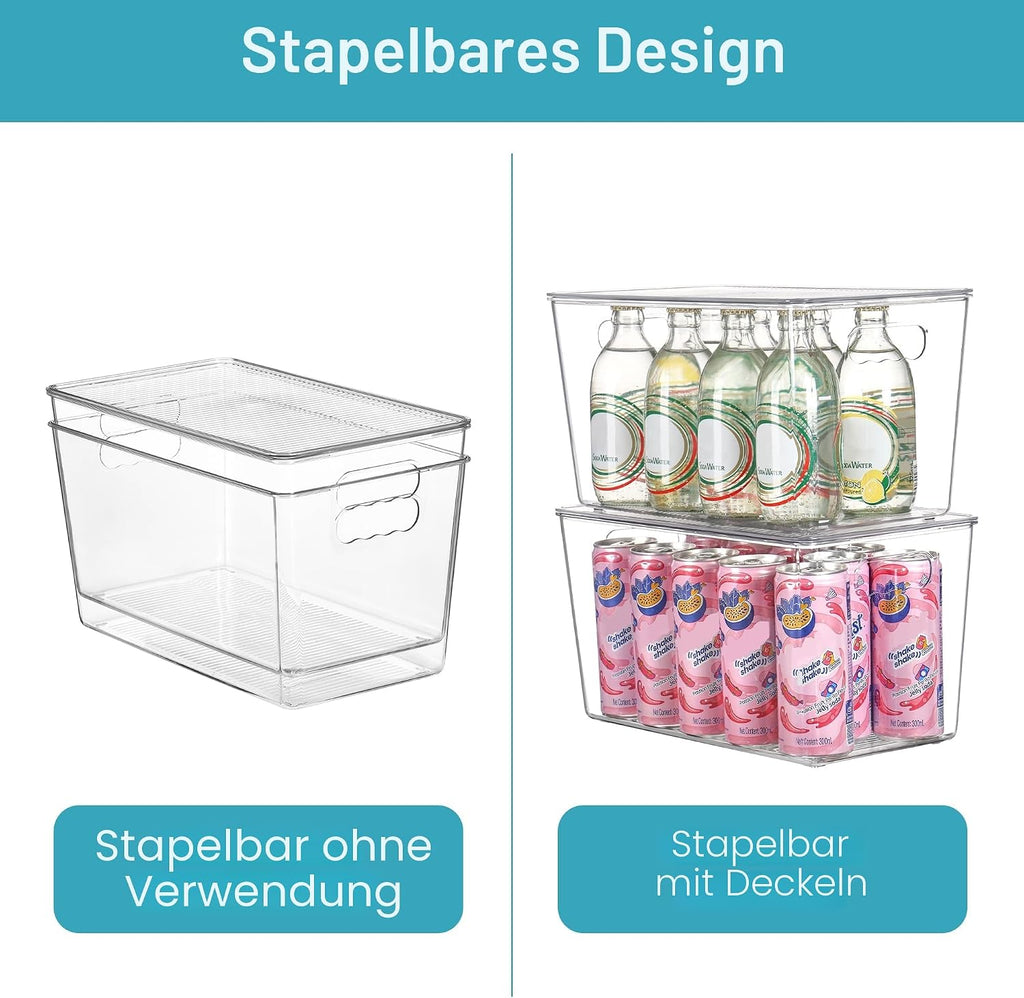 Aufbewahrungsbox Kunststoff mit Deckel 6er Set stapelbar Organizer