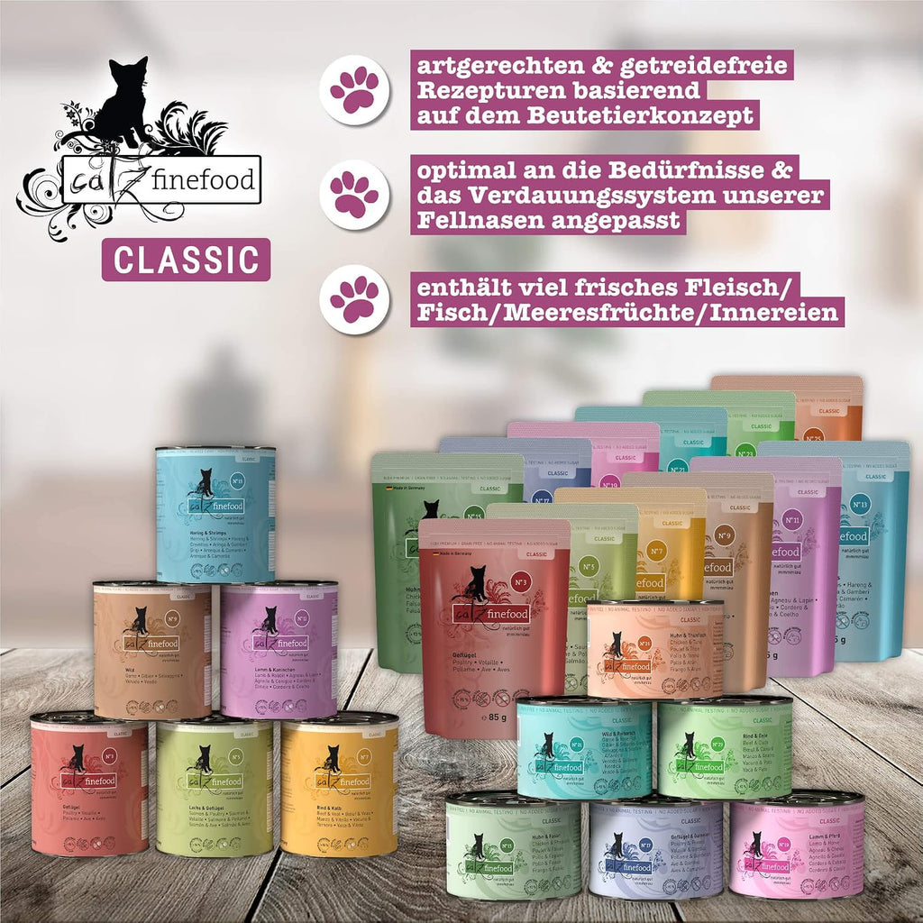 catz finefood Multipack 12x85g Nassfutter Mix Huhn Thunfisch Rind Rotbarsch