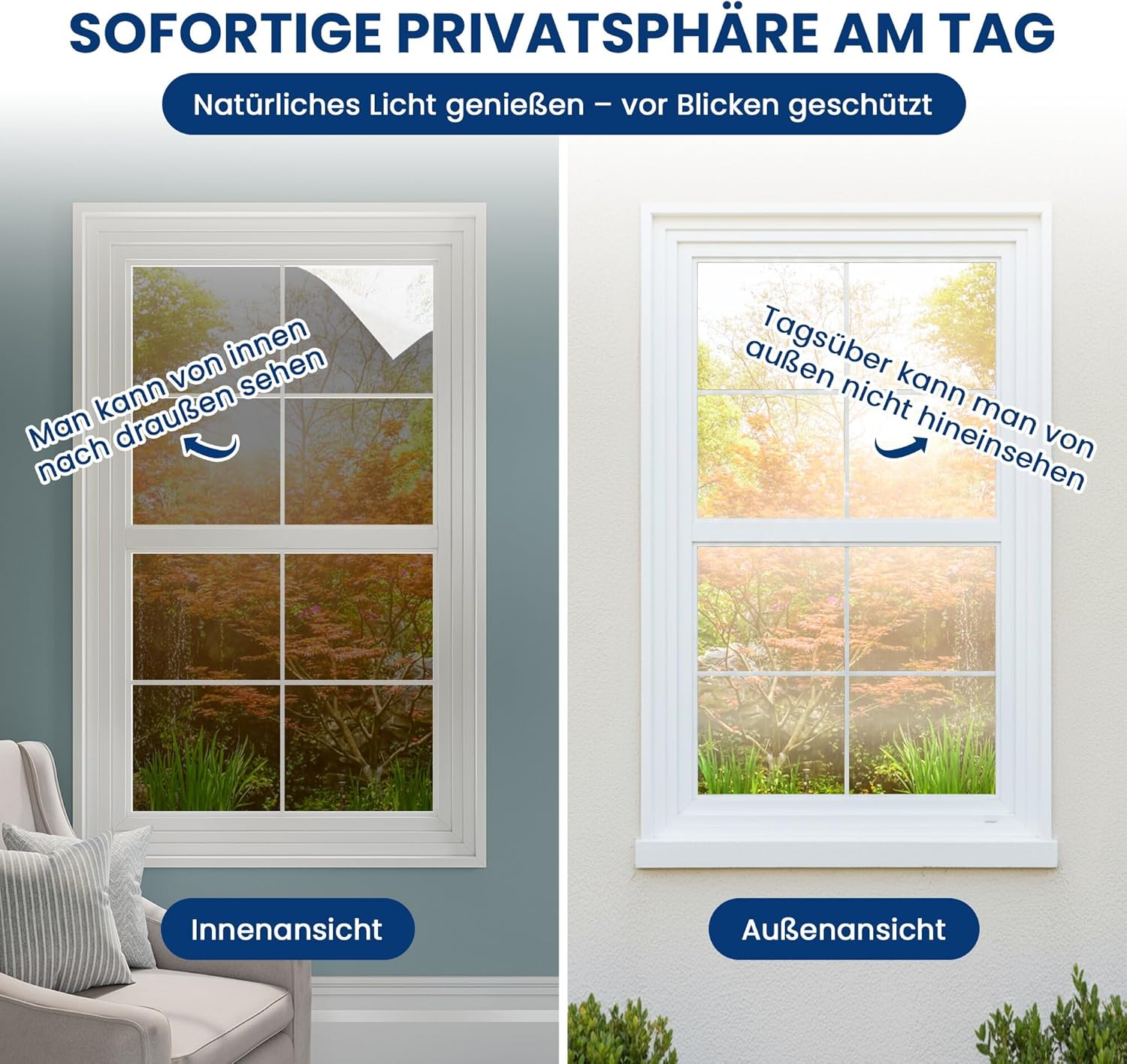 Fensterfolie Milchglas selbsthaftend Sichtschutz Anti-UV 90 x 200cm 200cm-400cm