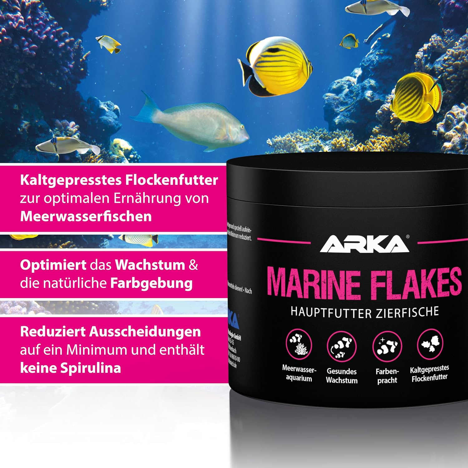 ARKA Marine Flakes Flockenfutter Meerwasserfische 50 g fuer Farben & Wachs