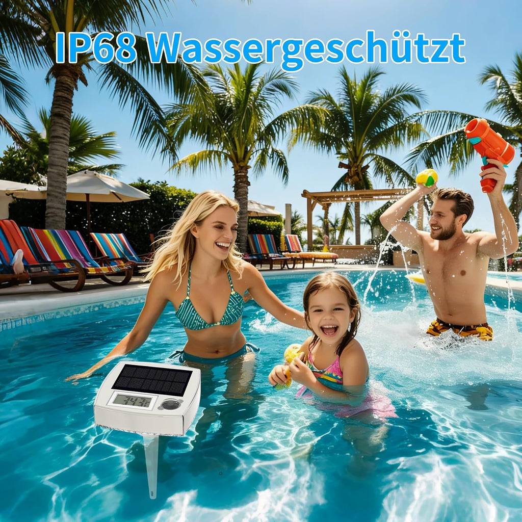 Digitales Solar Poolthermometer schwimmend mit LCD, IP68 wasserdicht, weiss